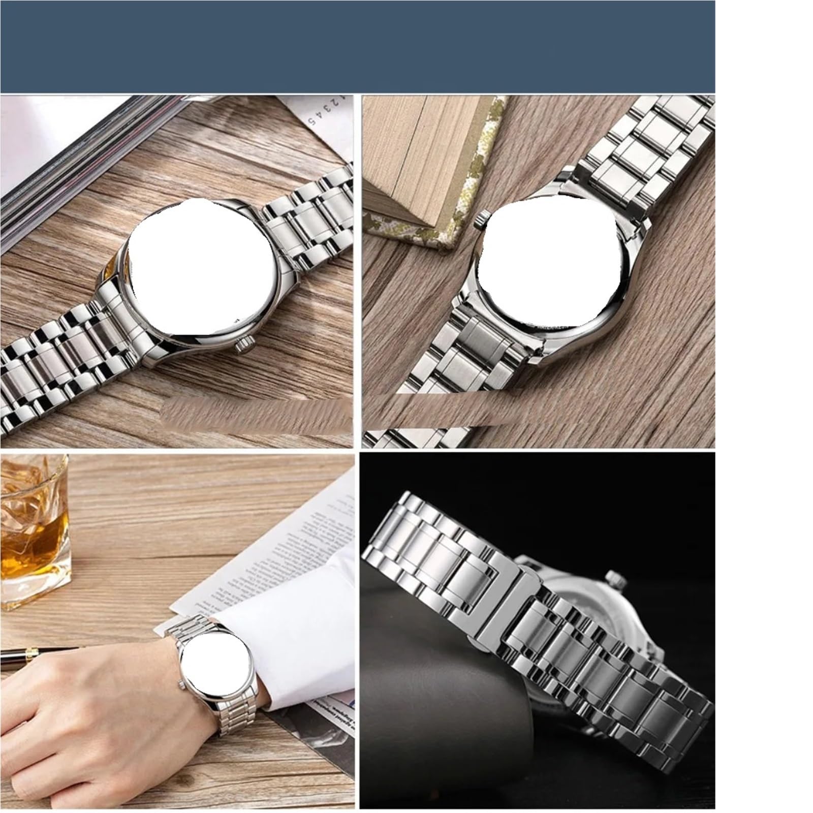Pasek do zegarka ze stali nierdzewnej, uniwersalny, metalowy, wymienny pasek do zegarka, szybkie odpinanie, 12-24 mm (srebrny_17 mm)