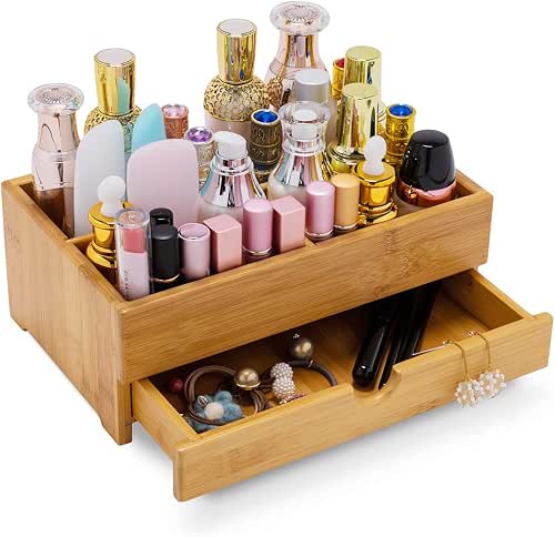 GOBAM Bamboo Makeup Storage with Drawer