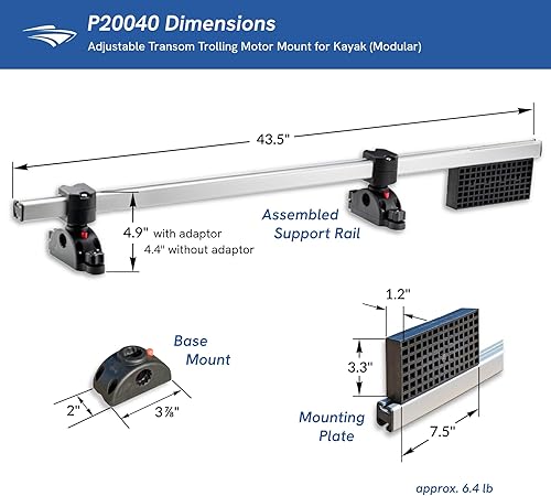 Miniatura 5 de Pactrade Marine Trolling Motor Mount for Kayak & Canoe  Adjustable Transom Kayak Trolling Motor Mount Kit Bracket - Multi-Use Support for Fishing