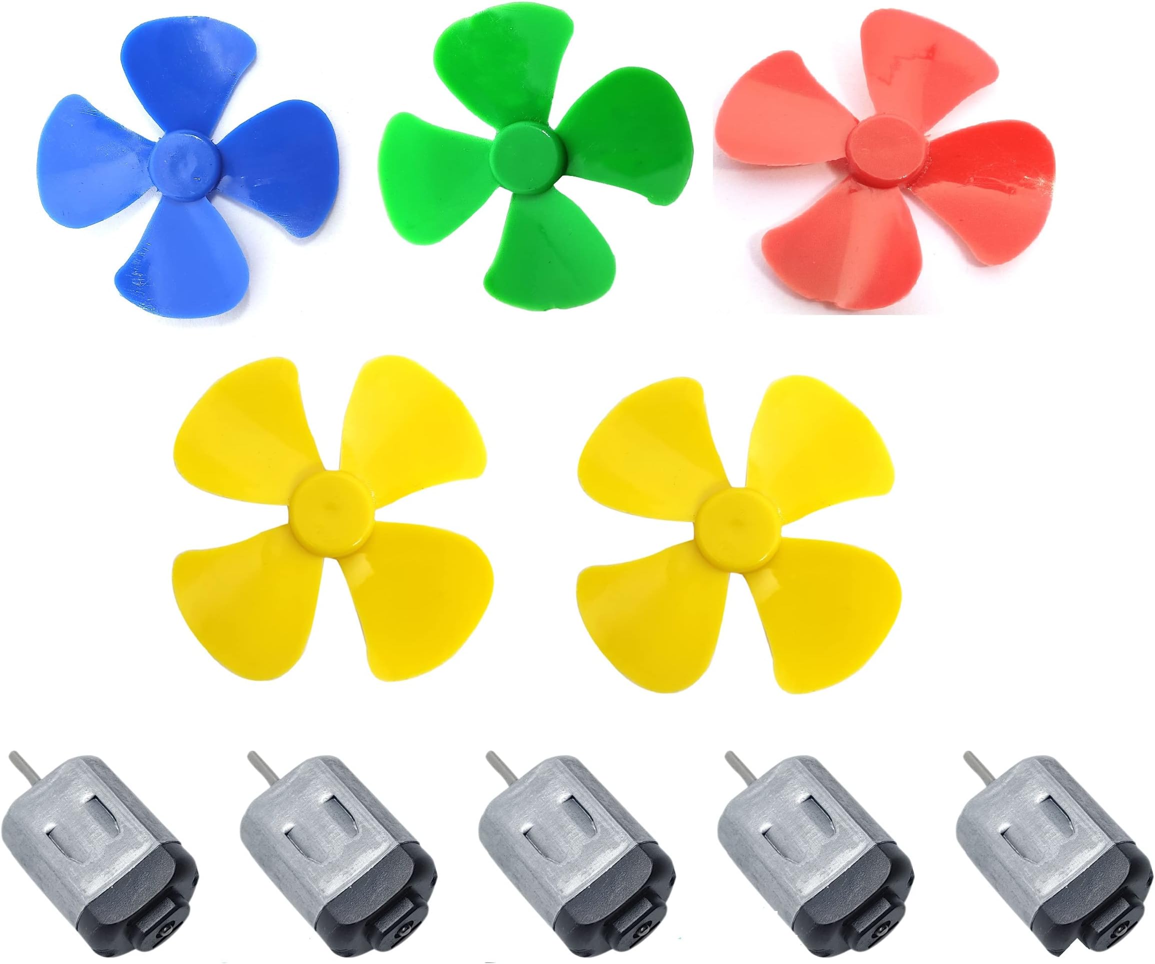 Scriptronics® 5Pcs 3V to 9V DC Flat Small Size Toy Motor with Multi Color 5 Pcs Toy Motor Fan Science & Fun Innovation Kit