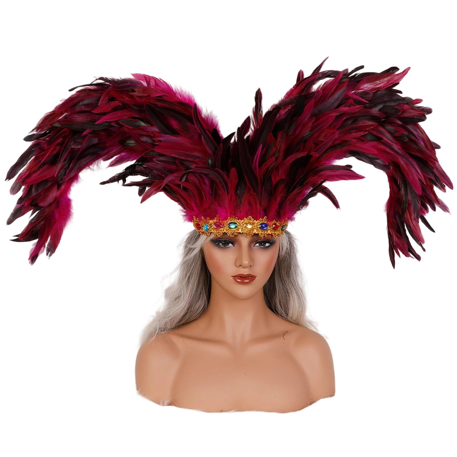 sodeber Decorative Feathered Headpiece Crowns Headdress Carnivals Headwear Mardis Gras Accessory20s Flapper Headband Carnivals Headdress for Women