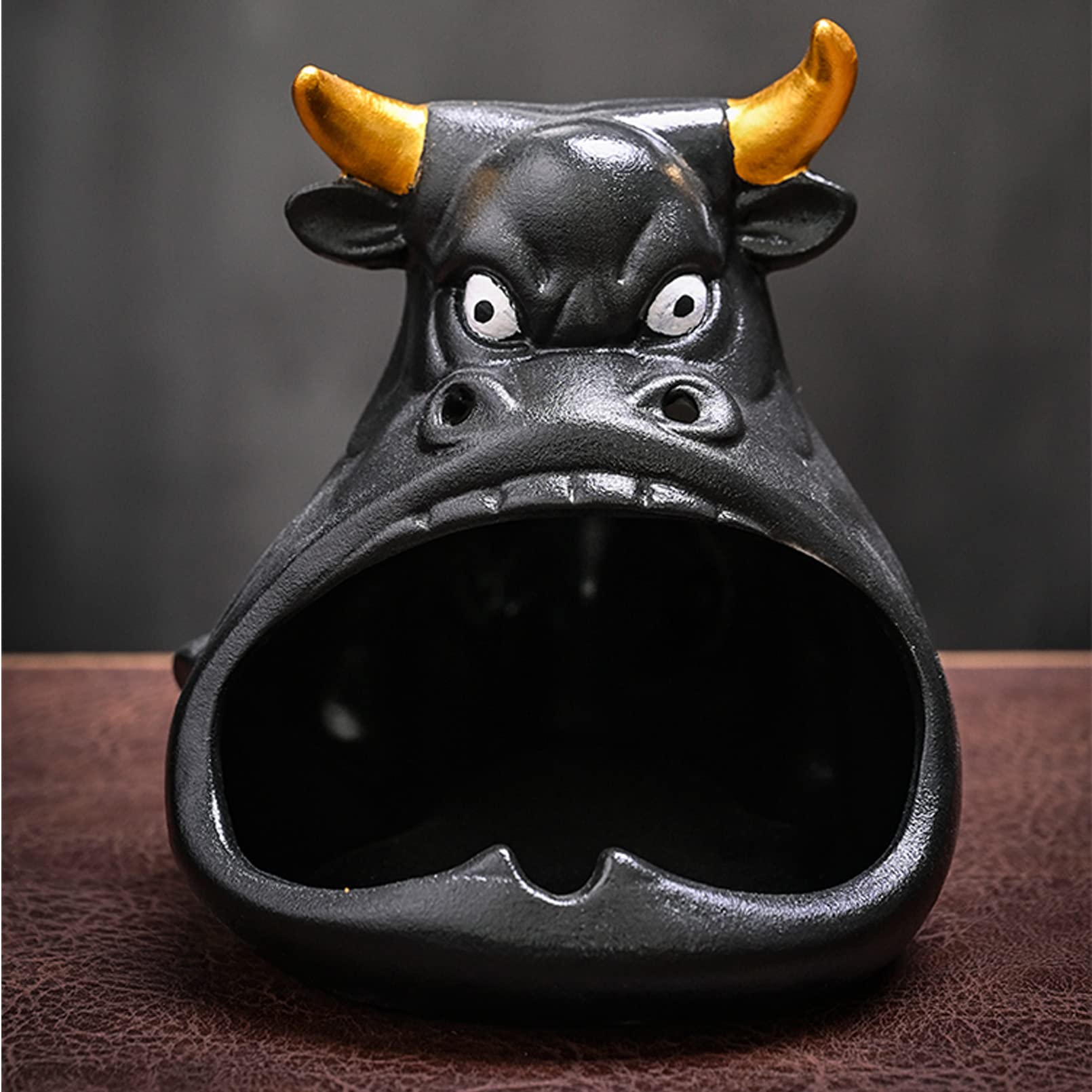 Kfgisd Black Cartoon Mini Table Trash Bin,Material Ceramic,Multifunctional Trash Bin For Home Office ,Ashtrays(Black)