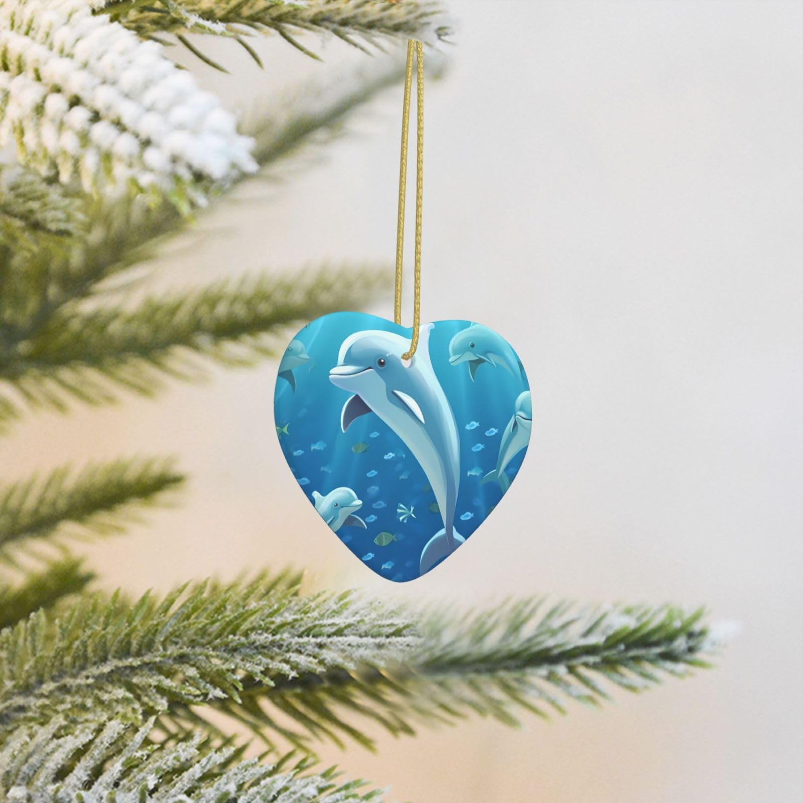 2025 Christmas Tree Decoration Hanging Heart Ornament Dolphin Ceramic Ornaments Christmas Tree Decorations Round Pendants for Xmas Tree Winter New Year Party Supplies