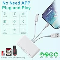 Vista 5 de Multi 5 en 1 Lightning+Tipo C+USB A lector de tarjetas para iPhone/iPad/Android/Mac Book/Computadora/Tablet/Cámara/Disco duro/Unidad Flash