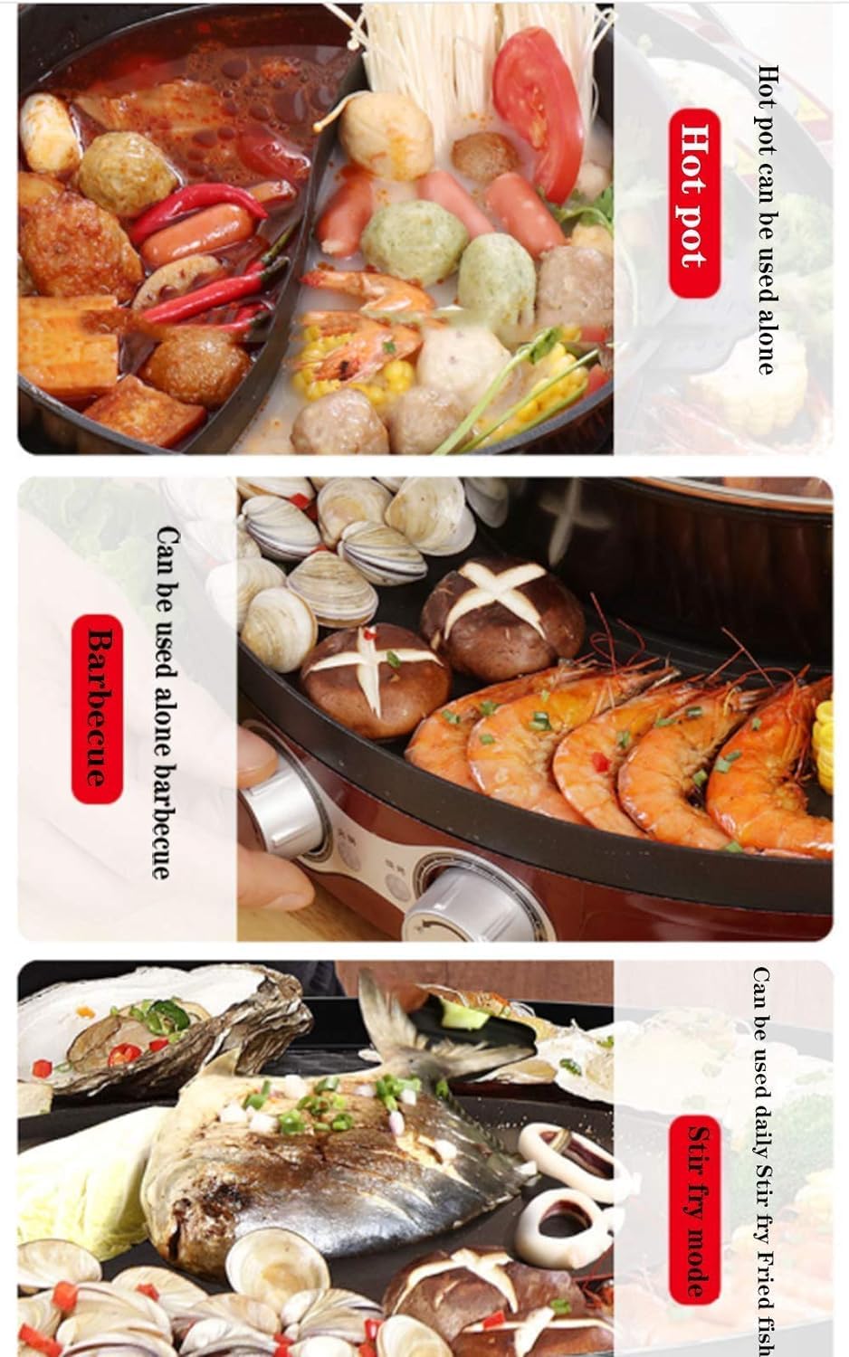 Pot chaud de gril électrique sans fumée avec diviseur, contrôle de la température à double zone, barbecue coréen antiadhésif et casserole Shabu pour la cuisson intérieure, plaque d'alliage d'aluminium