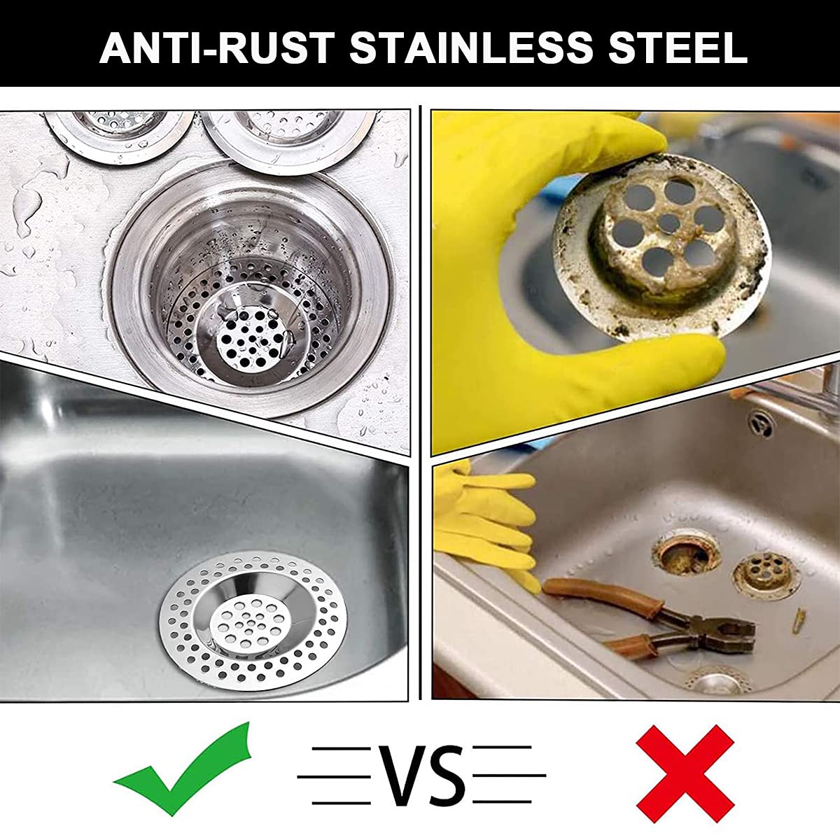 3 Stück Spülbeckensieb Edelstahl – Abflussfilter 7,6 Cm Durchmesser – Für Küche & Bad