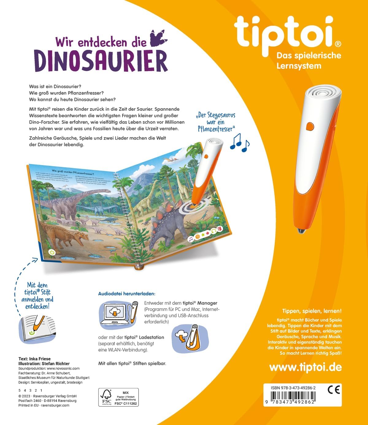 Ravensburger tiptoi ® zestaw książek | Moje duże szkło świata + ekspedycja wiedzy: dinozaury + mapa świata dla dzieci - kraje, zwierzęta, kontynenty