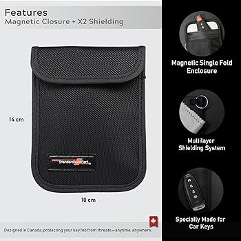 Carbon Zone Faraday Key Fob Protector Carbon Fiber Car Key Shielding Bag For RFID Signal Blocking Anti-Theft Accessory For RFID Blocking Car Key Pouch Anti-Theft Car Security Cage
