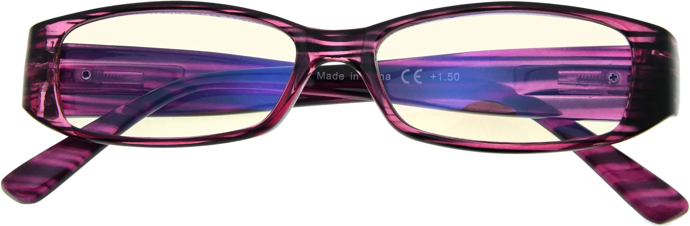 Computer Glasses with Crystals for Women Reading Blue Light Filter Eyeglasses(Purple) without Strength