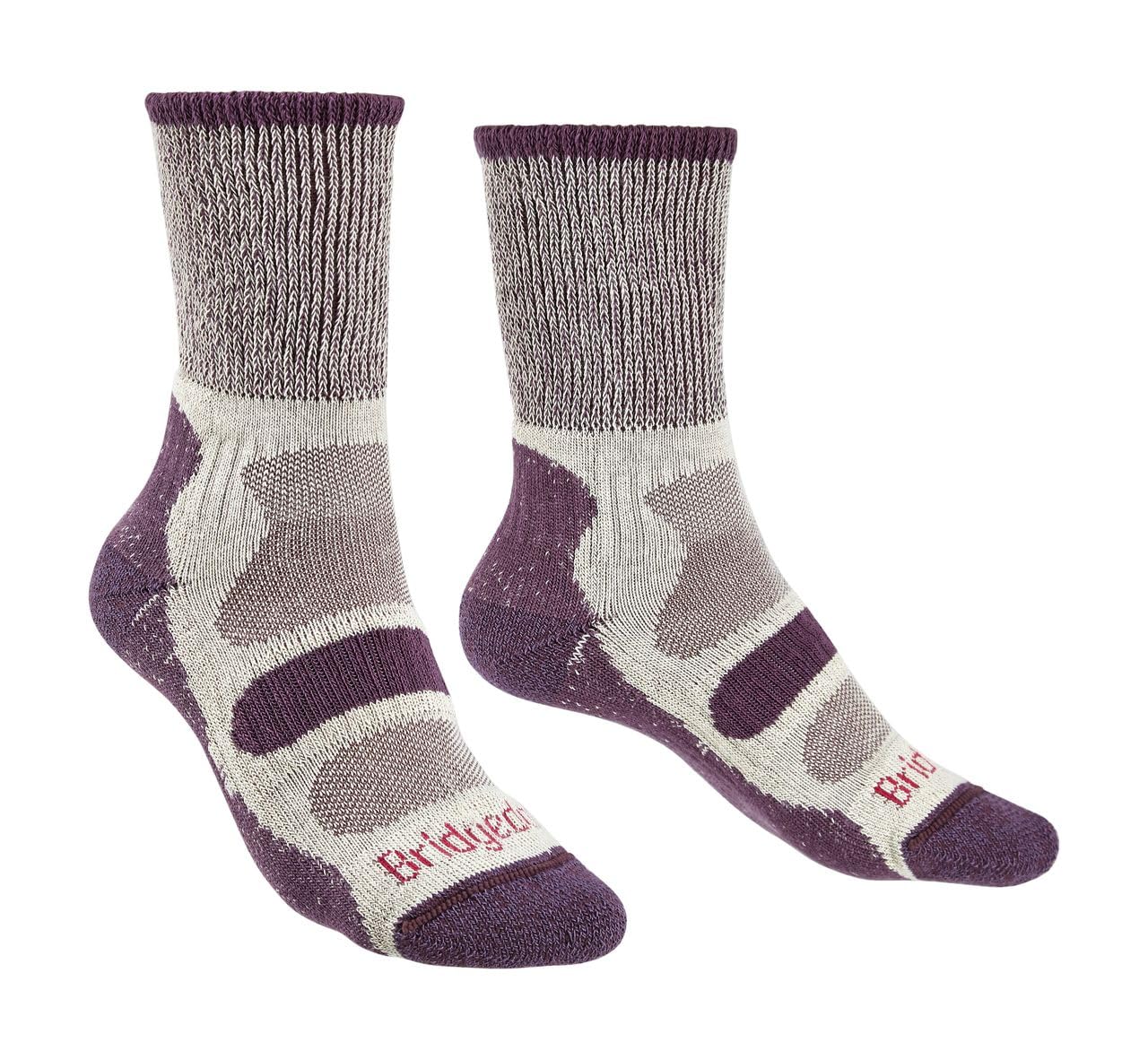 Bridgedale HIKE Lightweight Cotton Cool Comfort Boot-Women's- Large-Plum