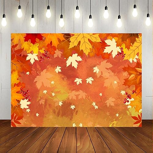 Lofaris Fondo de fotografía de escena de hojas de arce otoñal, 7 x 5 pies, fondo de piso de cosecha de otoño, suministros para fiesta de Acción de