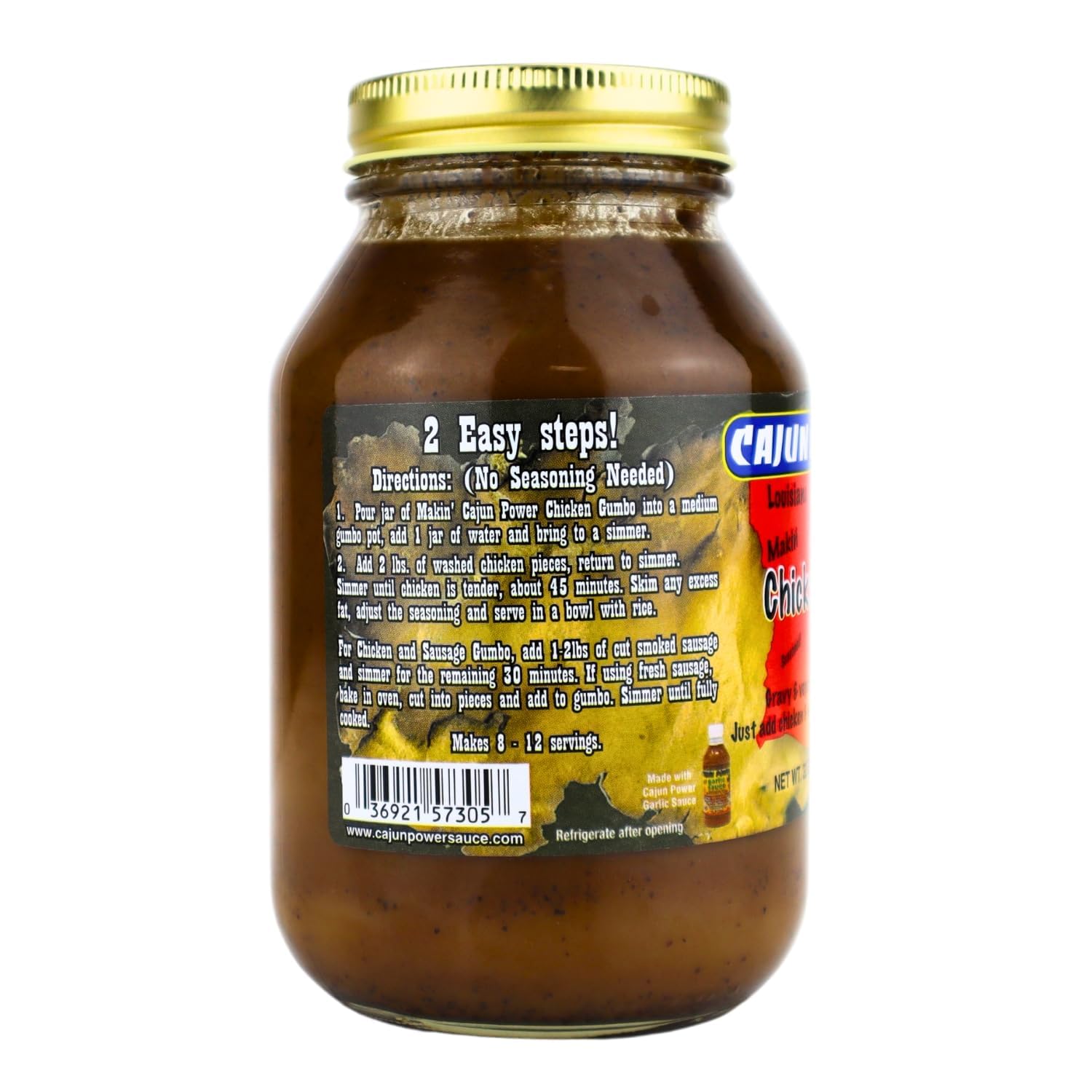 Cajun Power Makin' Chicken Gumbo, 32oz Jar – Authentic Louisiana Recipe, Rich and Flavorful, Perfect for Chicken, Sausage, Seafood, and Traditional Southern Gumbo Dishes (3)