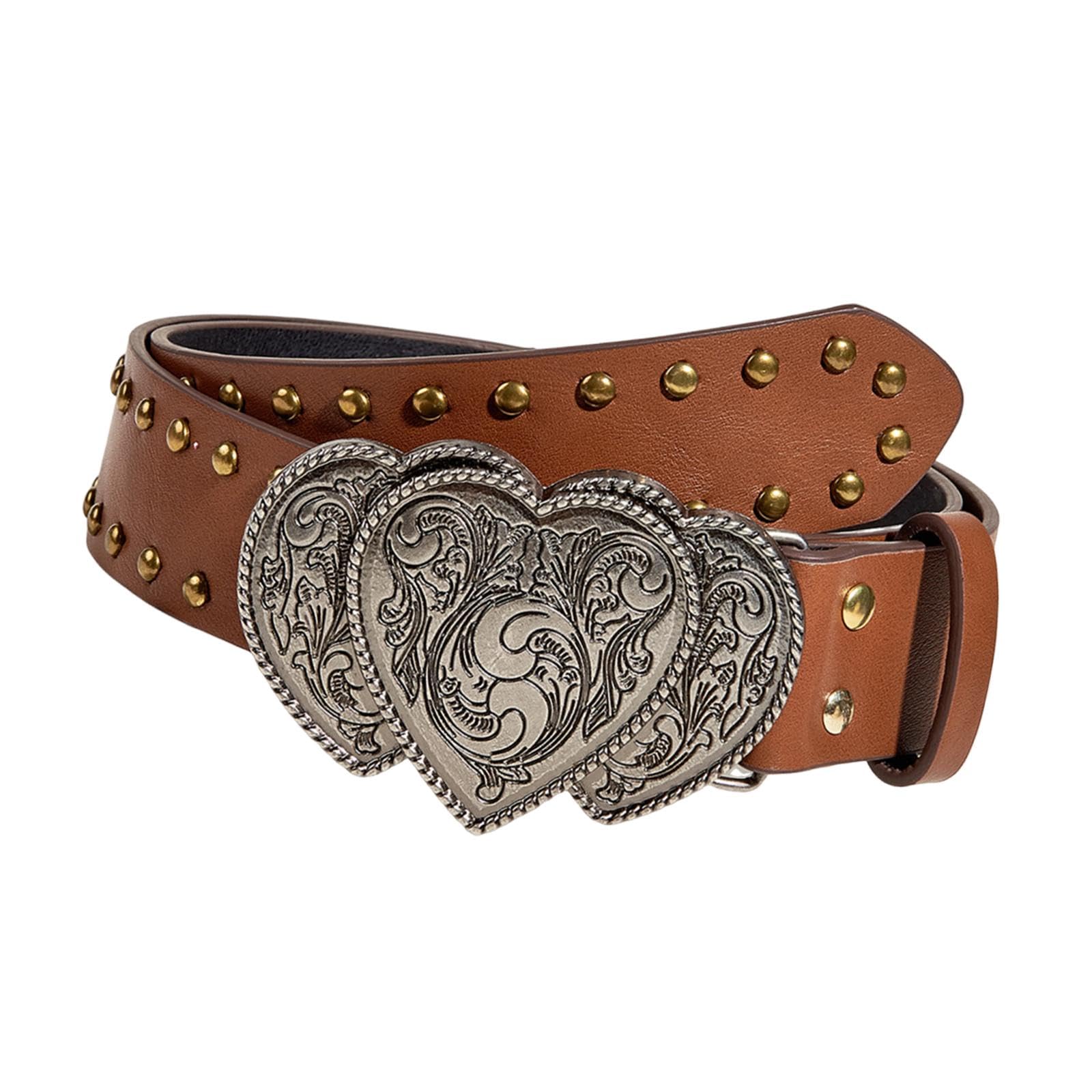 Cintura da Donna in Finta Pelle, Stile Western, da Cowboy, da Cowgirl, con Design retrò, Larga 3,8 Cm, Ideale Come Regalo per Feste, Marrone