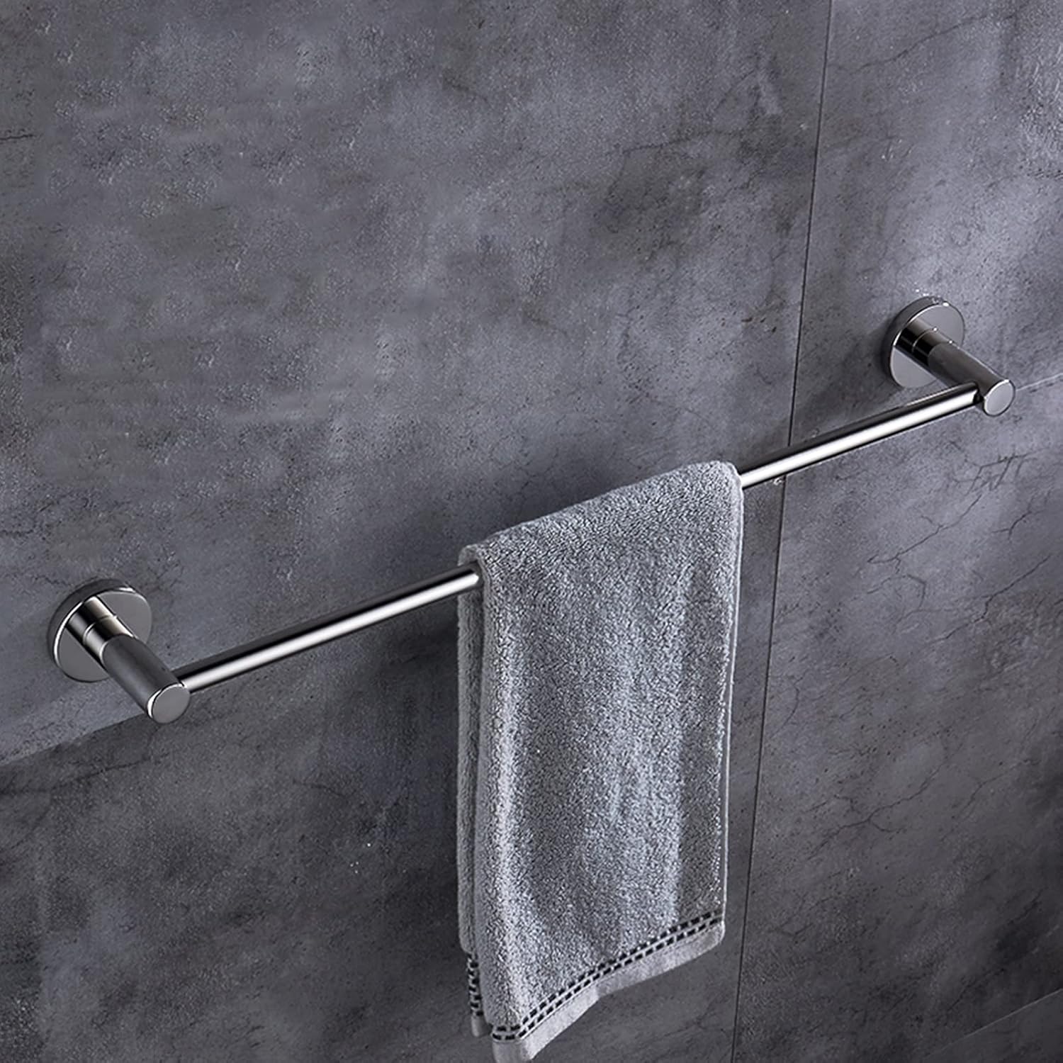 CL-ZZZ Stainless Steel Single Towel Bar Rail 30cm-120cm, Round Towel Rod Polished Silver Finish Towel Rail Wall Mounted Towel Rack Holder for Bathroom or Kitchen (Size : 11.8inch(30cm))