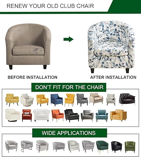 Miniatura 6 de CRFATOP Fundas para silla de club de 2 piezas, fundas para sillón de bañera, fundas de sillón con estampado suave y redondo para silla de sofá,