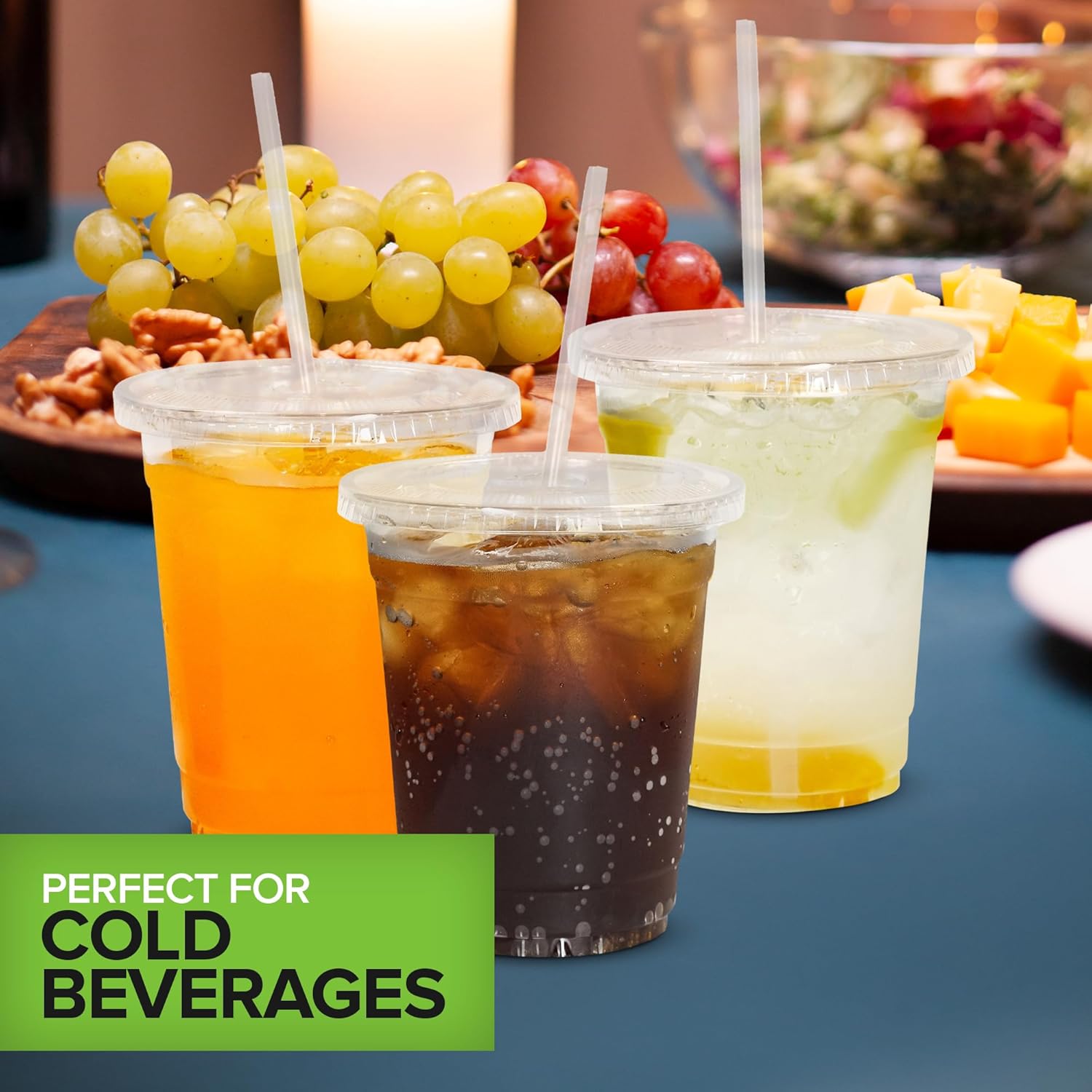 Stock Your Home 12 oz Clear Commercially Compostable Cups with Lids and Straws (Set of 50) Plant Based Cold Cups, Eco Party Cup, Environmentally Friendly Recyclable Disposable Sustainable - Image 6