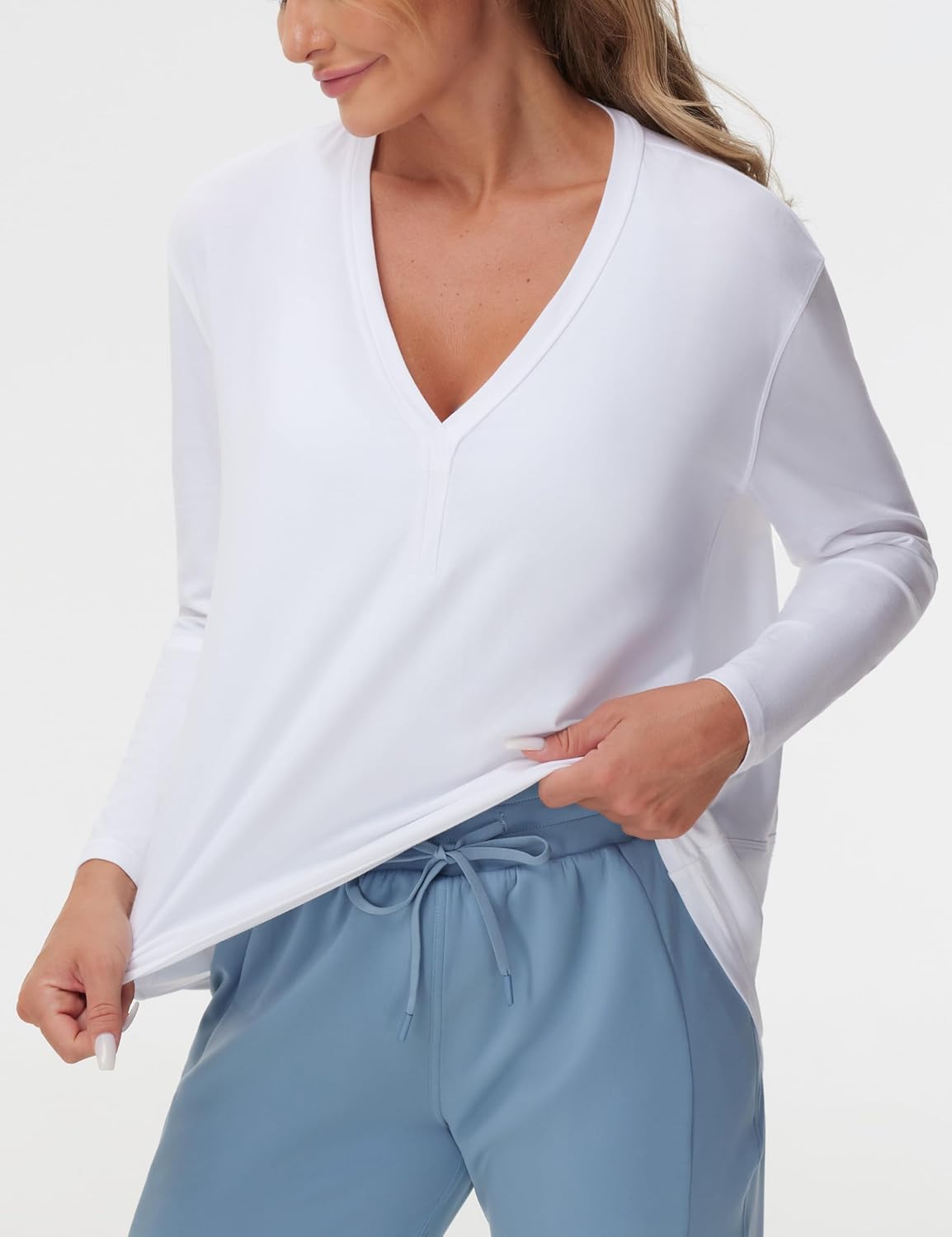 THE GYM PEOPLE Women's Long Sleeve Workout Shirts Loose Fit V-Neck Running T-Shirts Tops - Image 4