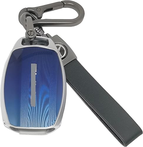 Carcasa de llave automotriz de aleación de zinc, cubierta de llave, compatible con Mercedes Benz Series (tipo A-azul)