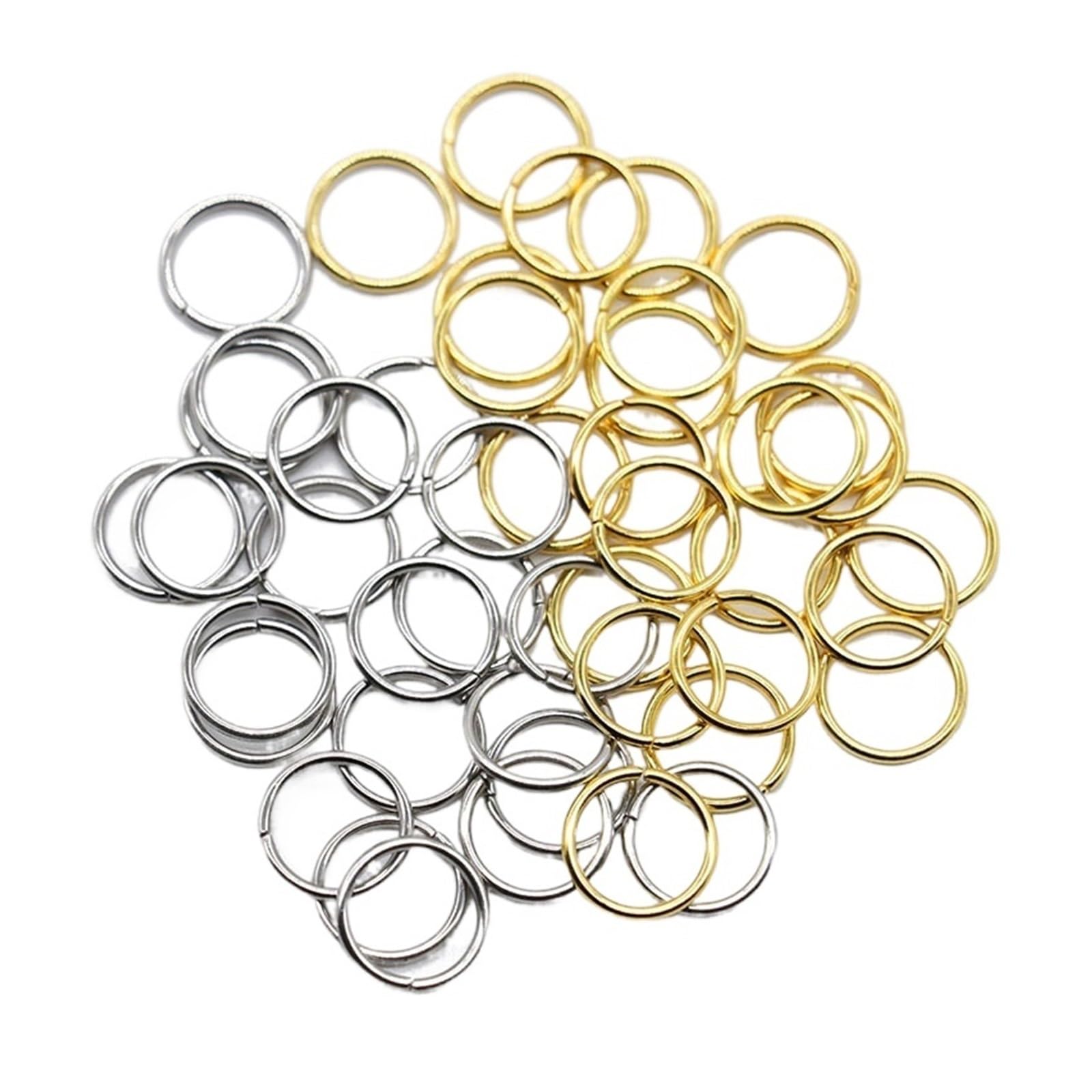 Otwarte pierścienie skokowe ze stali nierdzewnej, 100 szt., 4, 5, 6, 7, 8, 10, 12 mm, łączniki do tworzenia naszyjników, srebrne, 0,7 x 4 mm