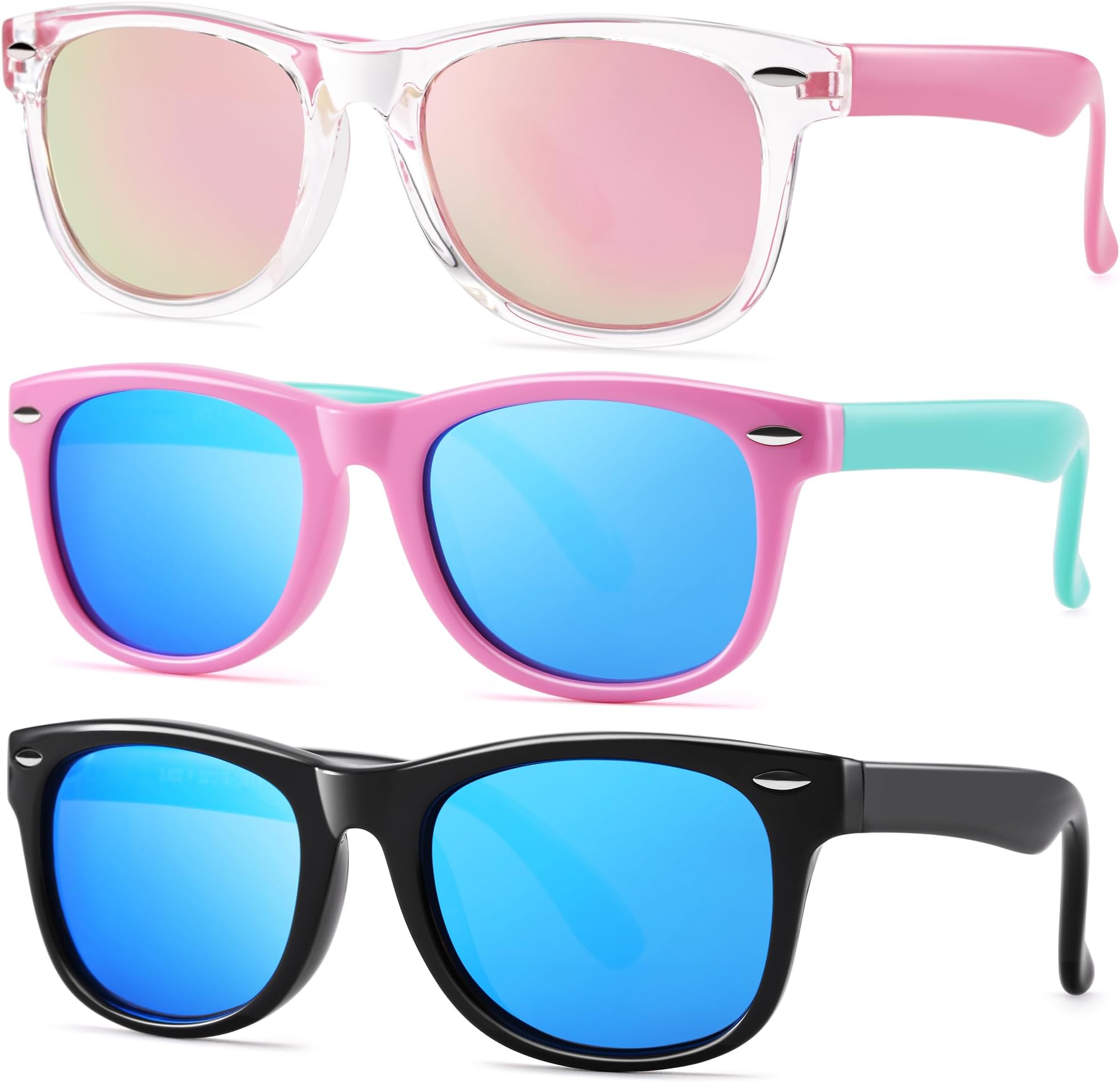 Kids Polarized Sunglasses, Flexible TPEE Frame Shades for Toddler Girls Boys, Ages 3-12