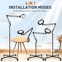 Vista 8 de KIRKAS Lupa de piso grande 12X con luz y soporte, color infinito regulable 2 en 1 lámpara de lupa iluminada para trabajo cercano, lectura