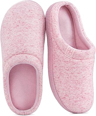 HomeTop Womens Knit Memory Foam Slippers Warm Soft House Shoes with Anti-slip Sole