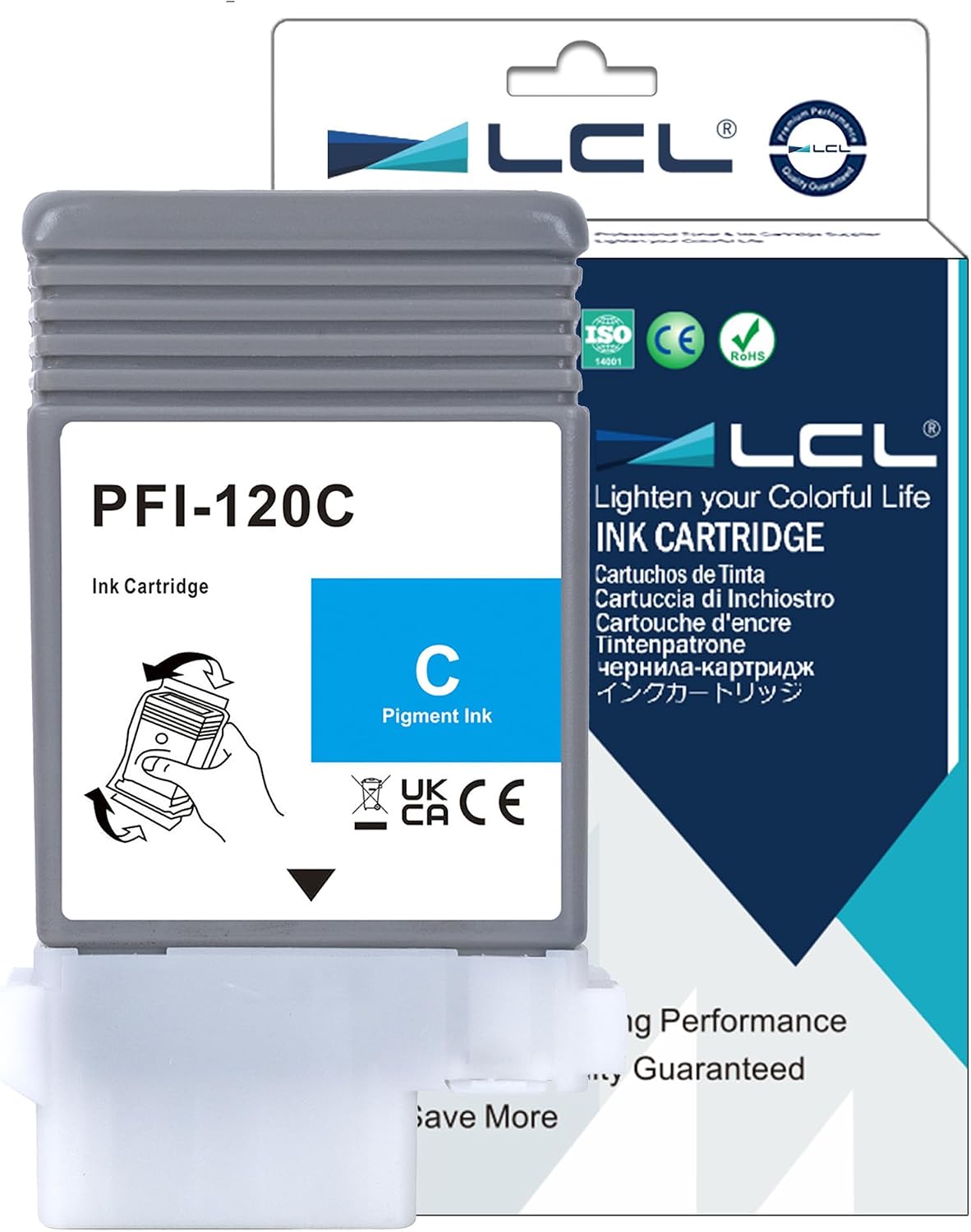 LCL PFI-120 PFI120 Yellow 130-ml Ink Cartridge Replacement for Canon PFI120Y PFI-120Y 2888C001AA for ImagePROGRAF GP-200 GP-300 TM-200 TM-205 TM-300 TM-305 TM-250 TM-255 TM-350 TM-355 Printers(1-Pack)