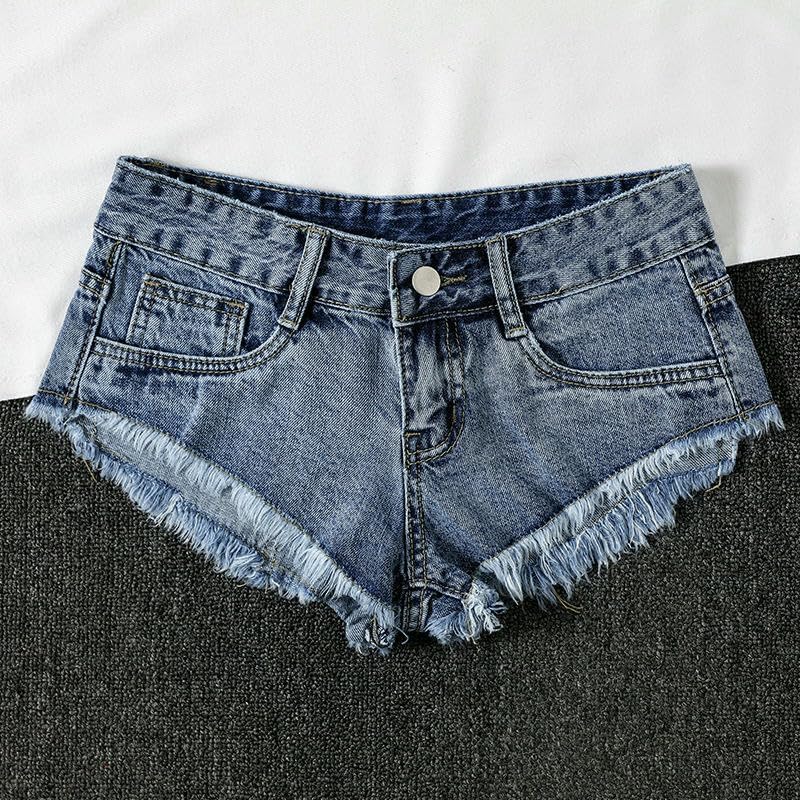 JYHBHMZG Trendy Low-Waist Women's Korean Style Short Denim Shorts
