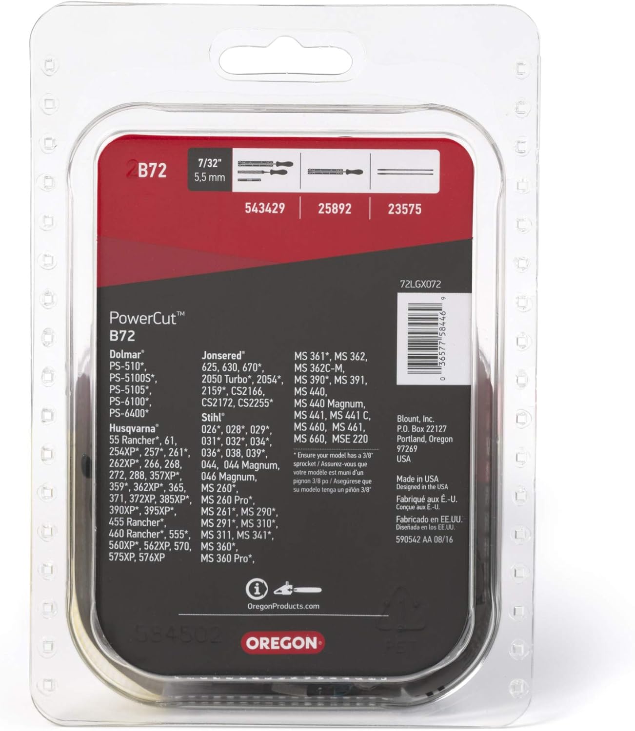Oregon B72 PowerCut 20-Inch Chainsaw Chain, Fits Husqvarna, Craftsman, Poulan, John Deere and Jonsered