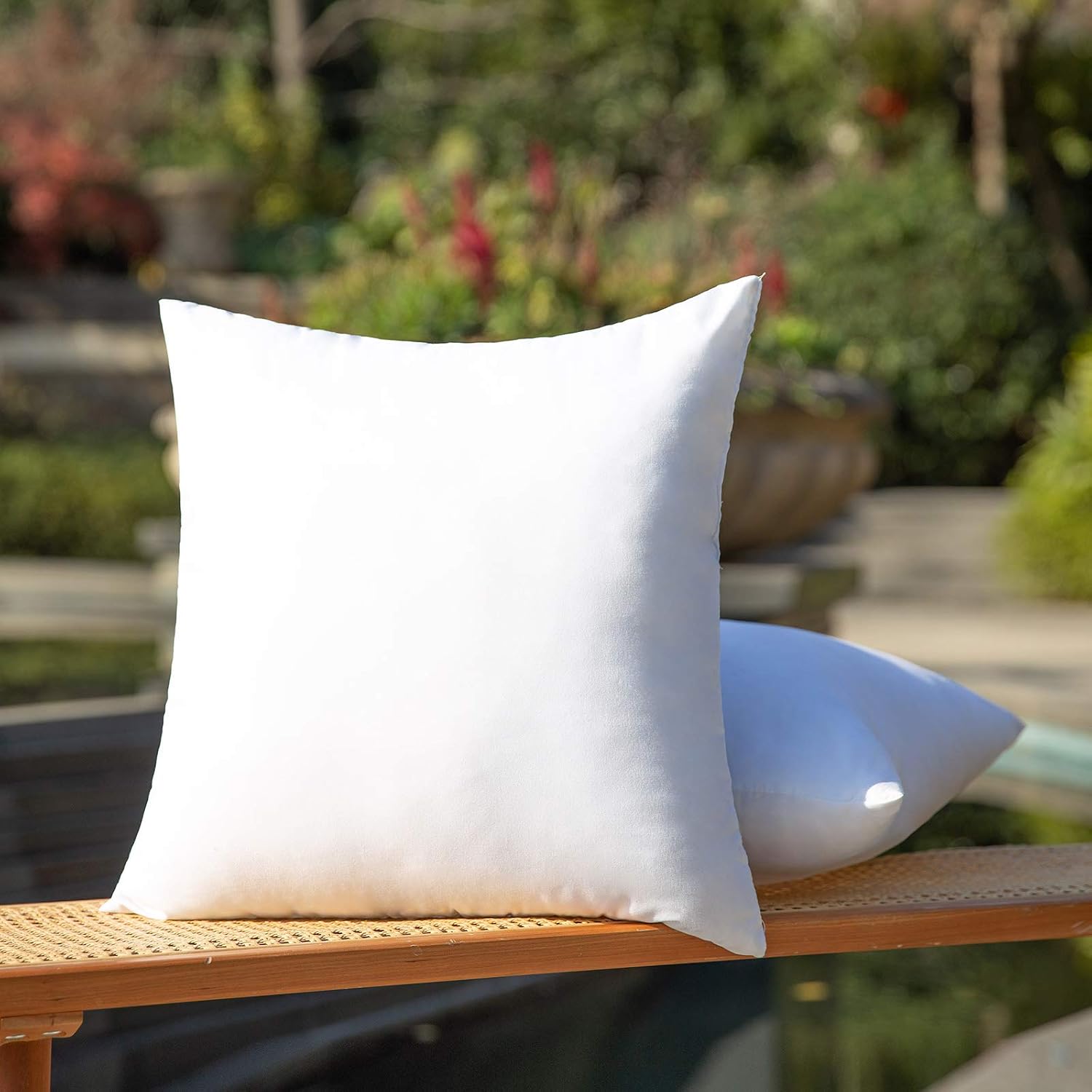 MIULEE Pack of 2 14x14 Outdoor Pillow Inserts, Outdoor Throw Pillows Water-Resistant Decorative Premium Hypoallergenic Square Pillow Stuffer Sham for Porch Swing Couch Sofa Cushion Patio Furniture