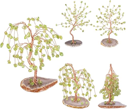 Miniatura 6 de TUMBEELLUWA Árbol de dinero de cristal curativo con rodajas de ágata, pulido de piedras preciosas pulidas, árbol bonsái, Feng Shui, decoración para