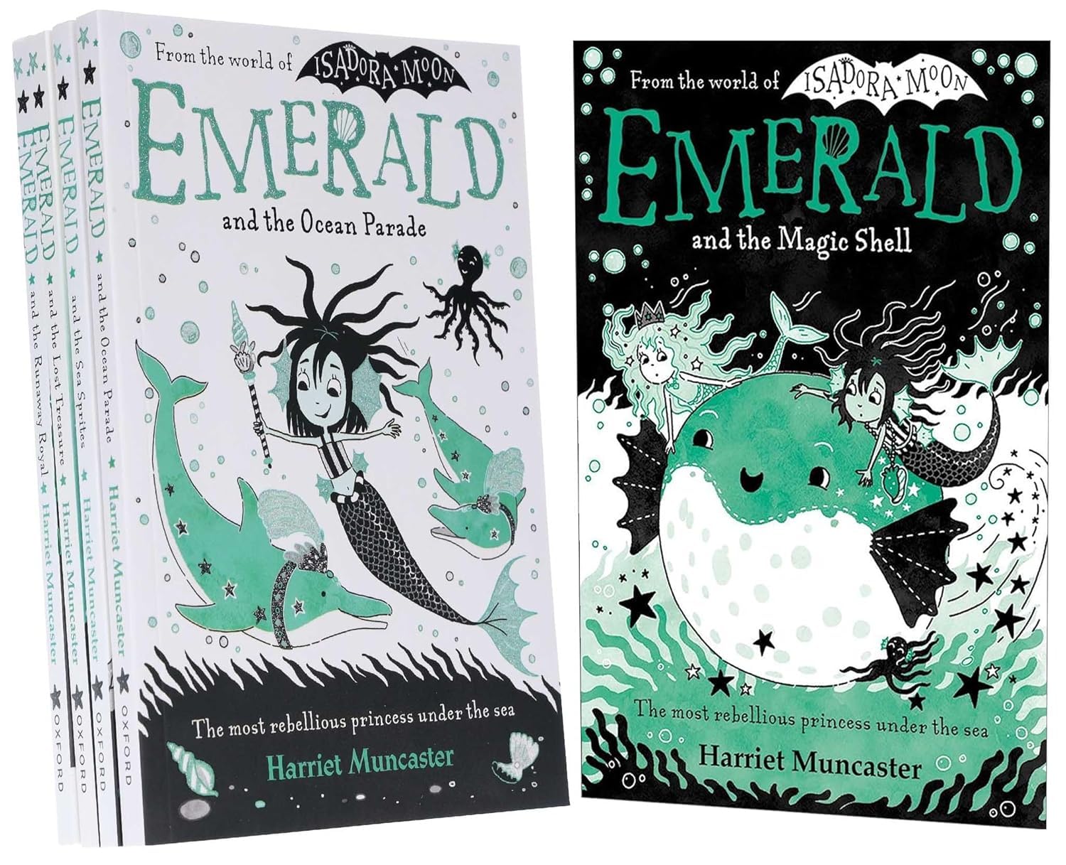 Emerald Series World Of Isadora Moon 5 Books Collection Set By Harriet Muncaster (Book 1-5) (Emerald And The Magic Shell, Emerald And The Runaway
