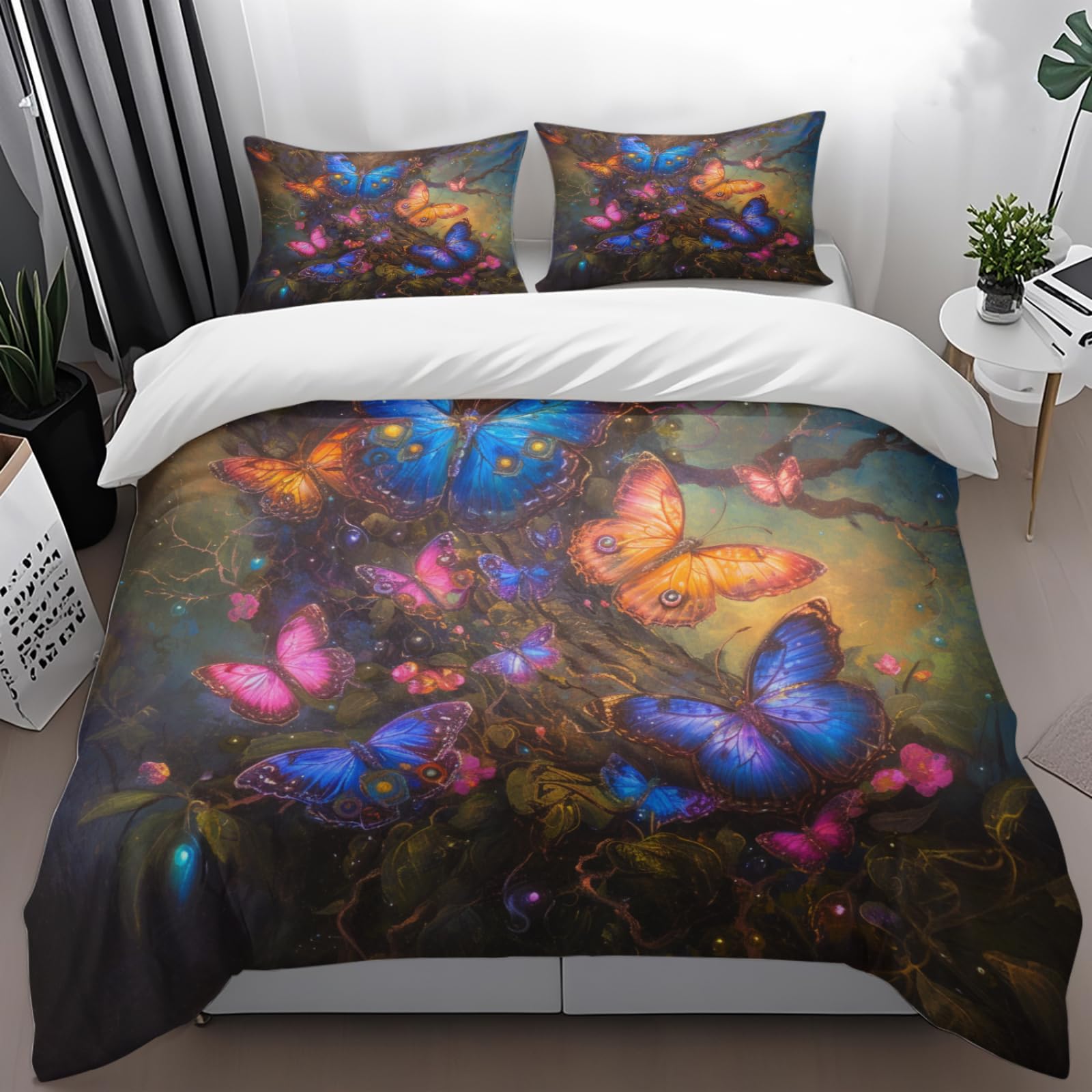 Housse de couette 220x240 insectes imprimés en microfibre avec 2 taies