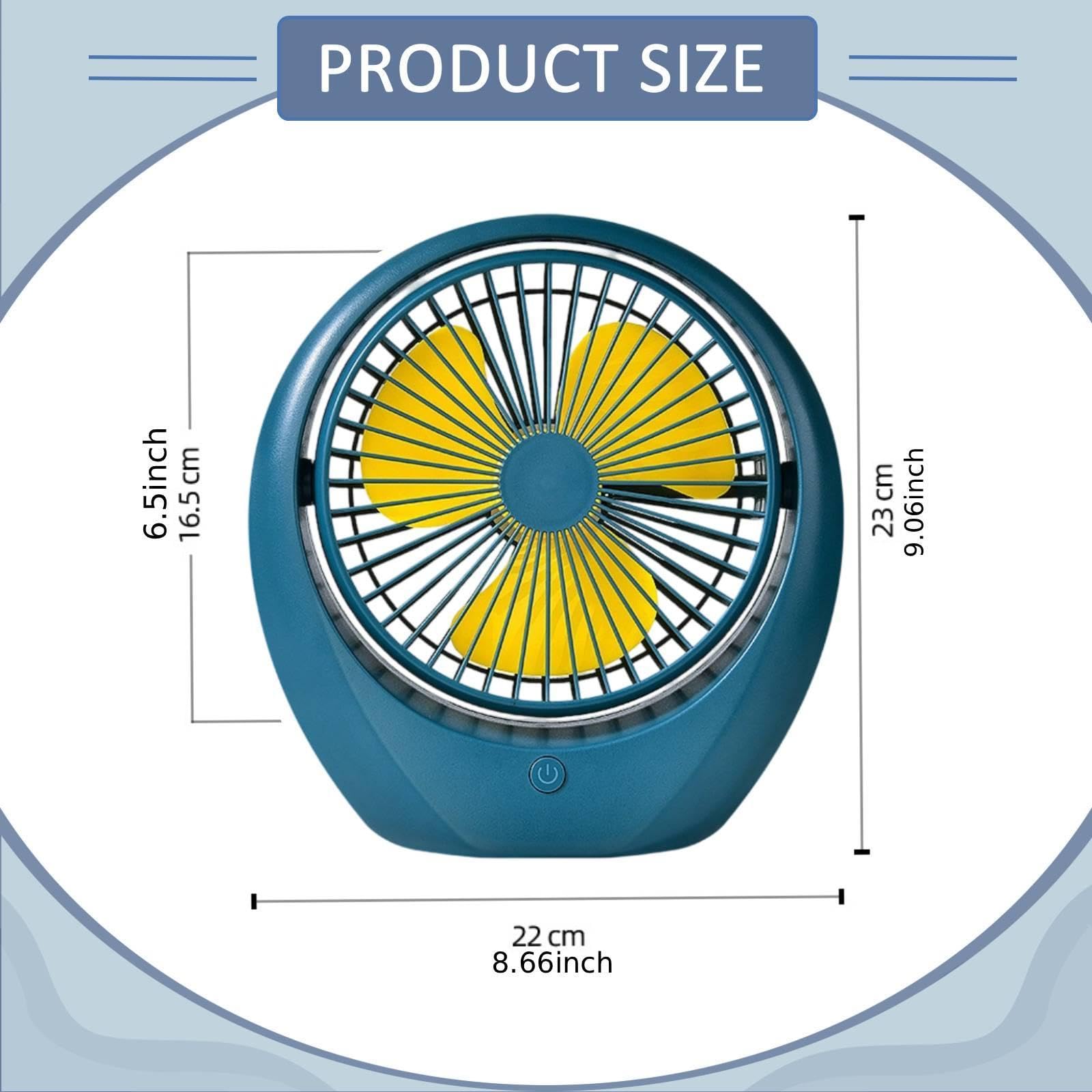 Ventilador de Mesa para Escritorio Ventilador Portátil Pp Recargable Usb Ventilador de Circulación de Aire Y Ventilador Personal Silencioso para, Azul Amarillo, Individual