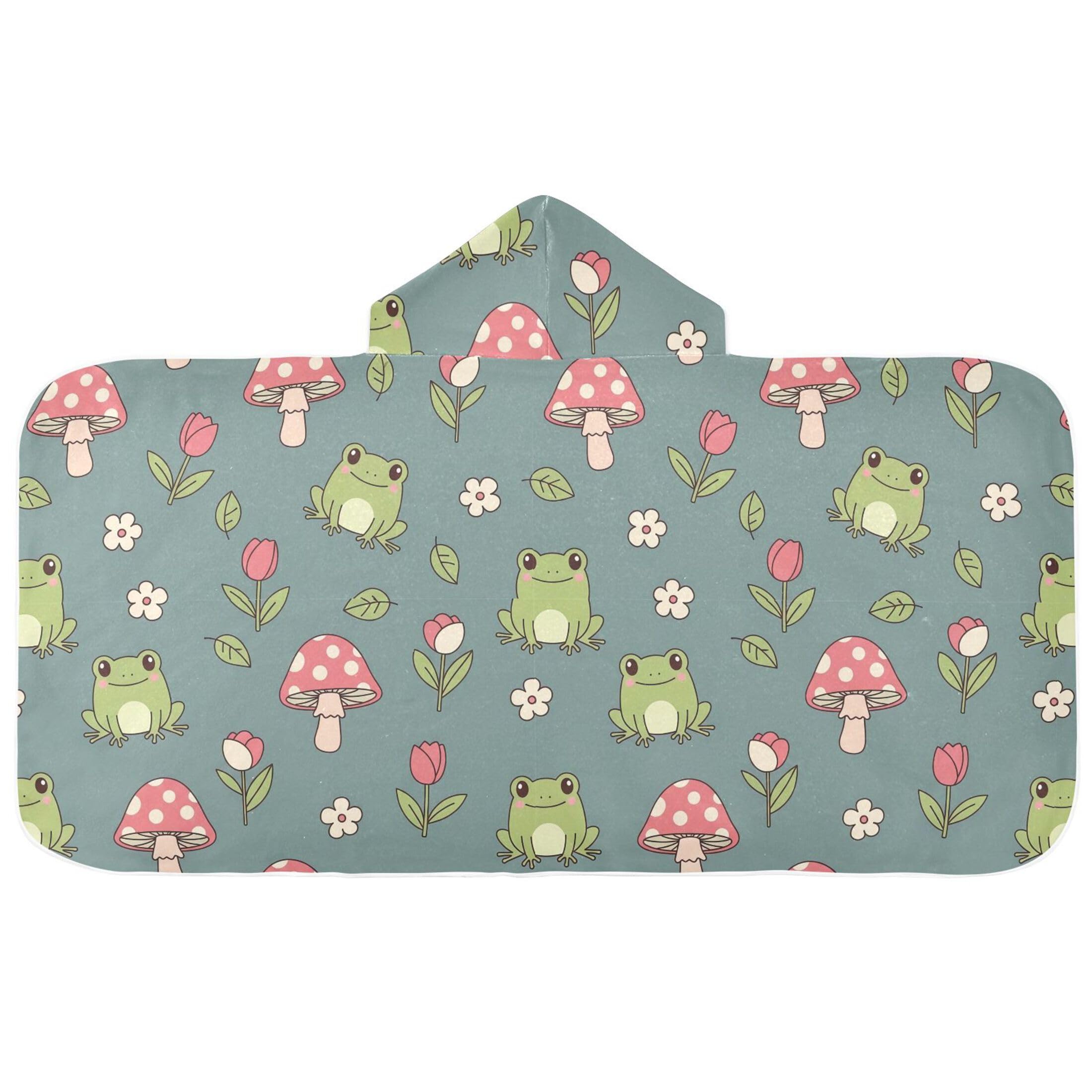 Fuauuyl Mushrooms Frogs Hooded Baby Bath Towel Soft & Breathable Towel for Newborns Infants Toddlers, Nursery Essential