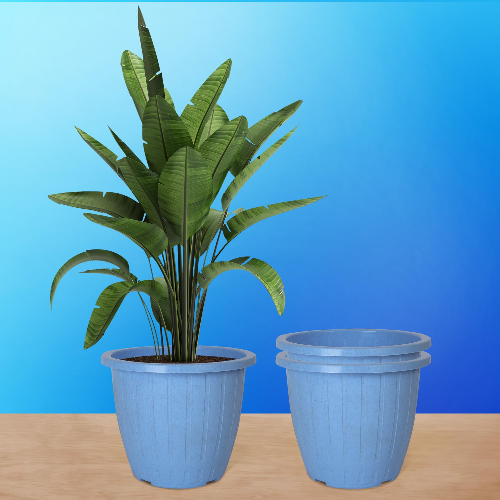 Heart Home Pack of 3 Flower Pot | Flower Pot for Living Room | Flower Planters for Home-Lawns & Gardening | Window Planters | Flower Pots for Balcony | Marble Duro | 8 Inch | Sky Blue (B0CYPX5ZDN) Amazon Price History, Amazon Price Tracker