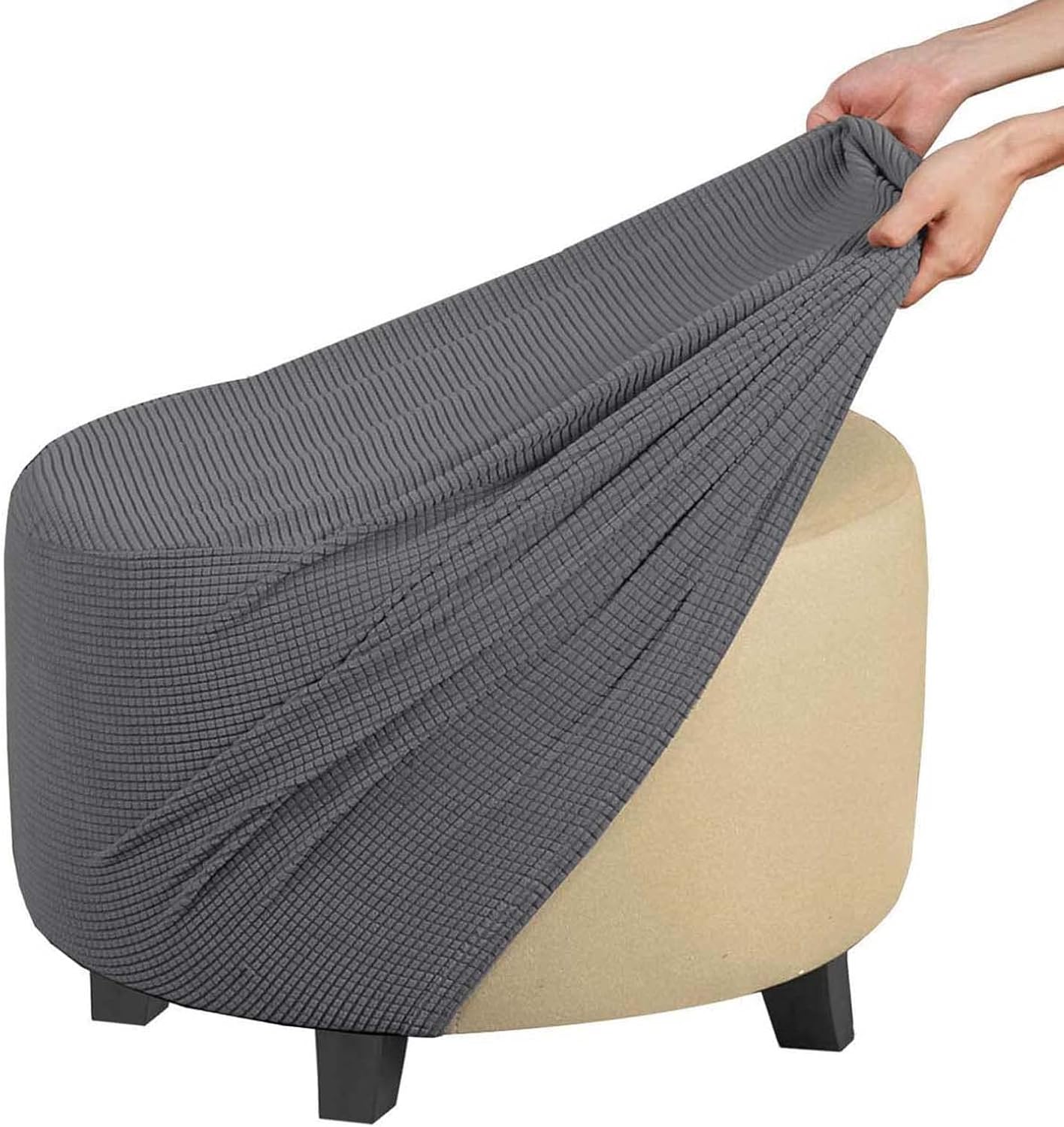 Ottoman Cover Round, Stretch Ottoman Cover Ottoman
