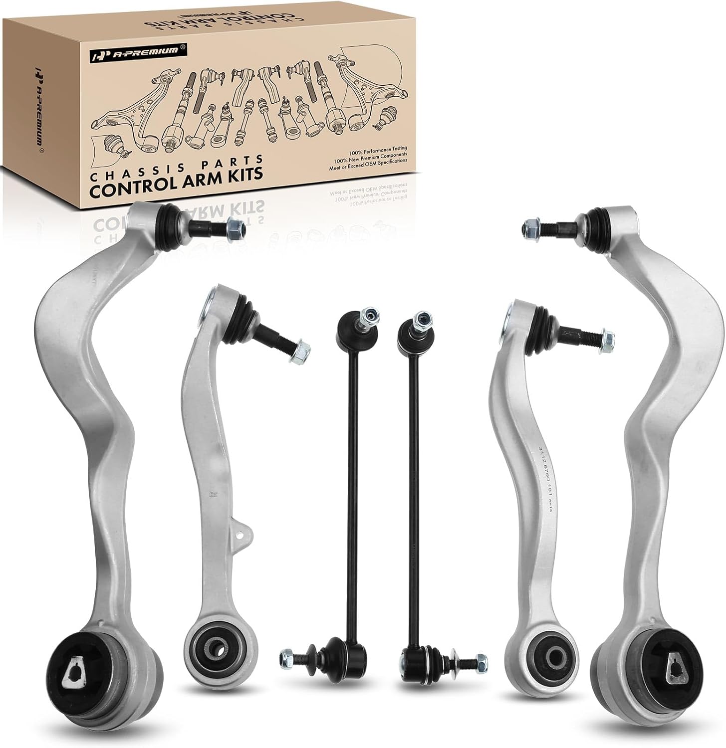 A-Premium 6Pcs Front Suspension Kit, Lower Forward & Rearward Control Arm Sway Bar Link, Compatible with BMW E60 Series - 525i 2004-2006, 530i 2004-2006, 545i 2004-2005, 550i 2006