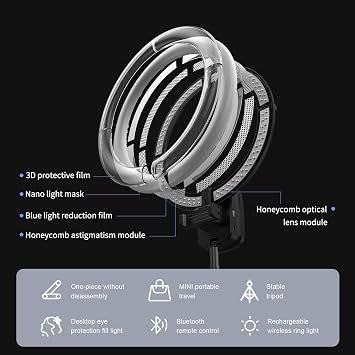 yAyusi Portable Ring Light with Stand, 4000mAh Battery Operated Cordless 10 Foldable Travel Ring Light, 79 Tripod Stand for Video Conference/Selfie/Live Stream/Makeup