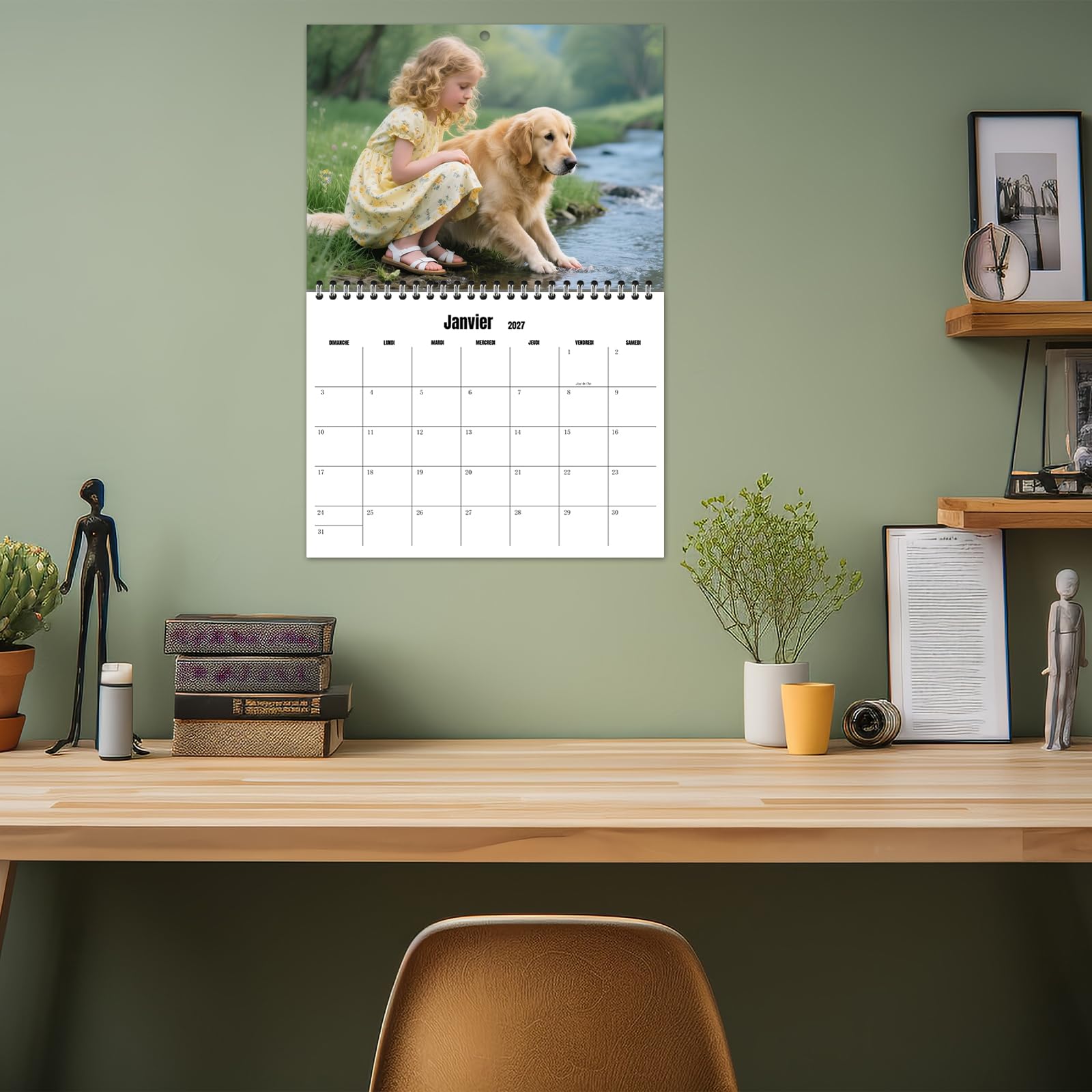 Calendrier mural personnalisé 2027 pour la maison et le bureau - Imprimez vos 13 souvenirs et créez votre propre calendrier personnalisés 2027 - Cadeau de Noël personnalisé