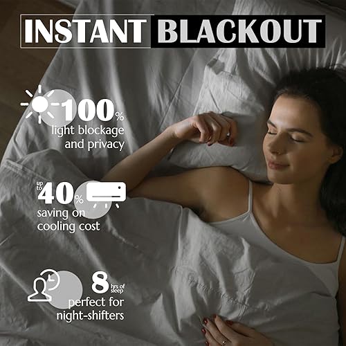 Miniatura 4 de Vangao Cortinas grises 100% opacas de 84 pulgadas de largo para dormitorio, cortinas florales para sala de estar, con aislamiento térmico, cortinas