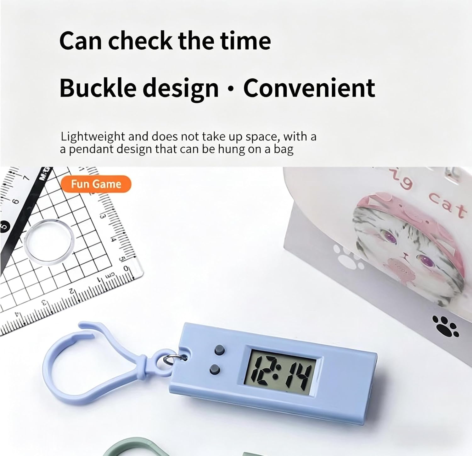 Purple Portable Useful Digital Mini Keychain Watchl, Backpack Clip for Lanyard, Unisex Novelty Timepiece