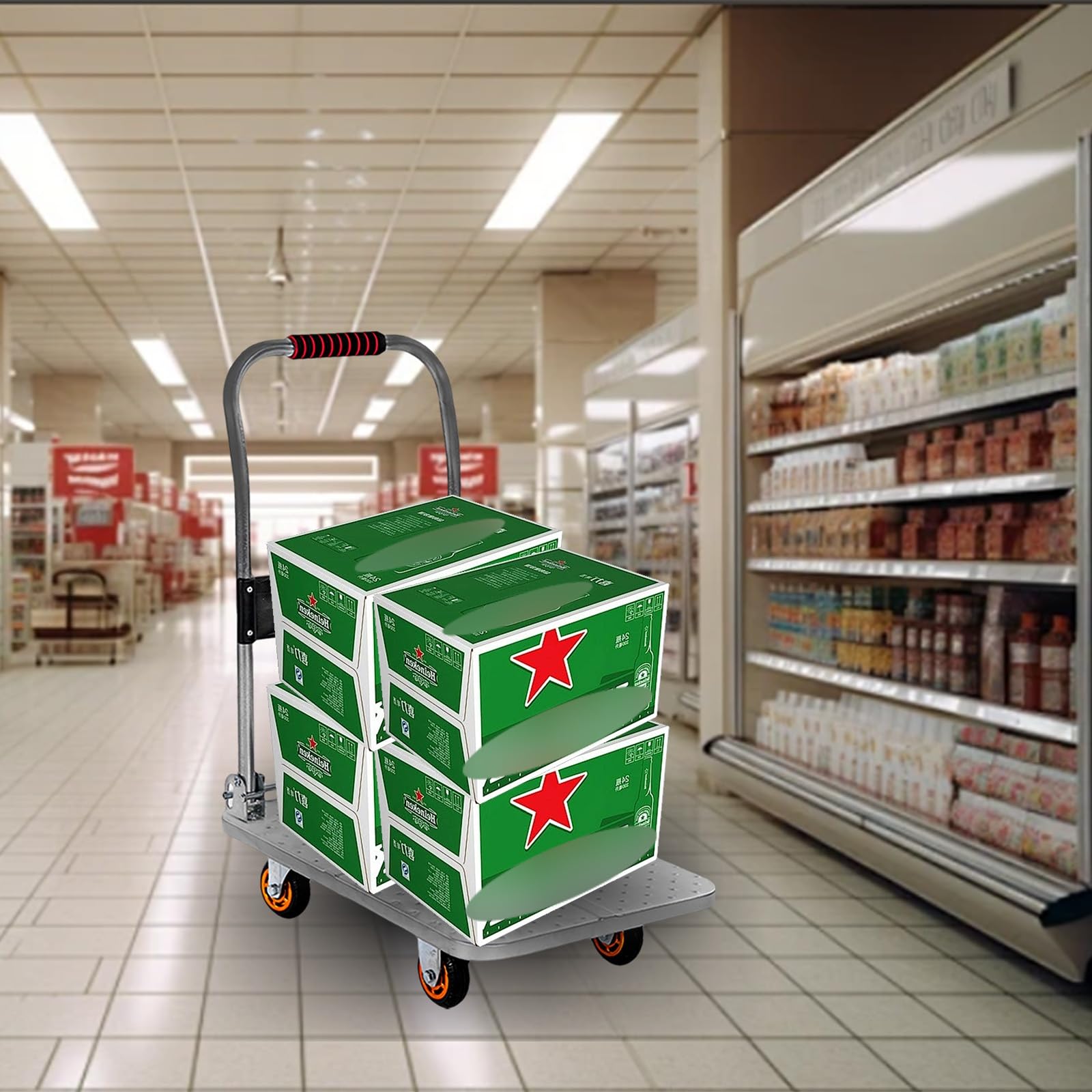 Carrello a Piattaforma Pieghevole, Carrello Alta Capacità con 4 Ruote Pivotanti Silenziose, 2-in-1 Carrello Pieghevole e Piattaforma per Trasloco, Mobili, Magazzino(Size:73x48cm Max Load 230kg)