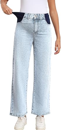 BLENCOT Maternity Jeans for Women Wide Leg Pregnancy Pants