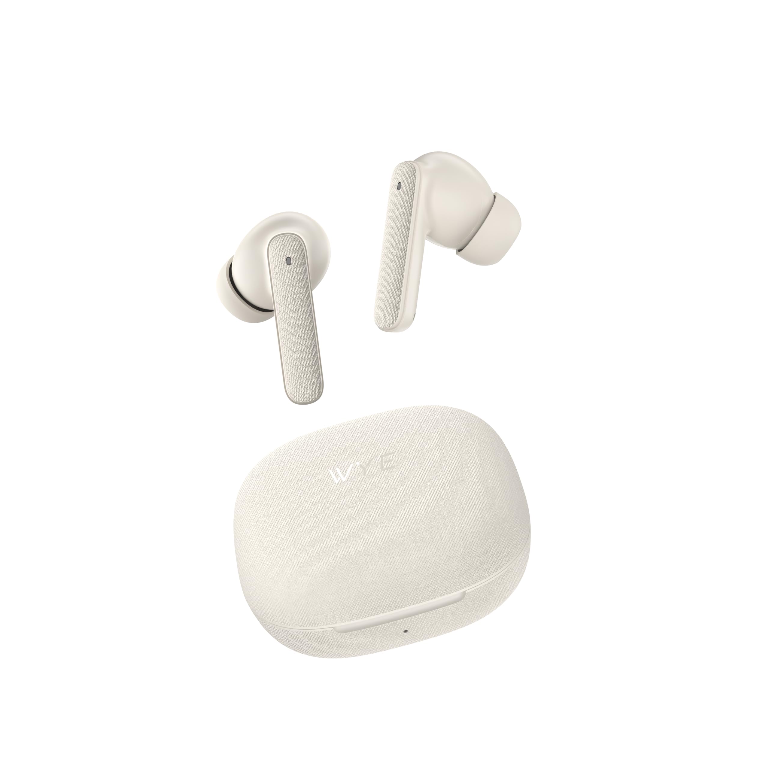 WYE Auricolari wireless Bluetooth 5.4 con Quad Mic ENC, connettività multi-punto, resistenza all'acqua IPX5, design sicuro, custodia di ricarica USB-C e 6 ore di autonomia, beige