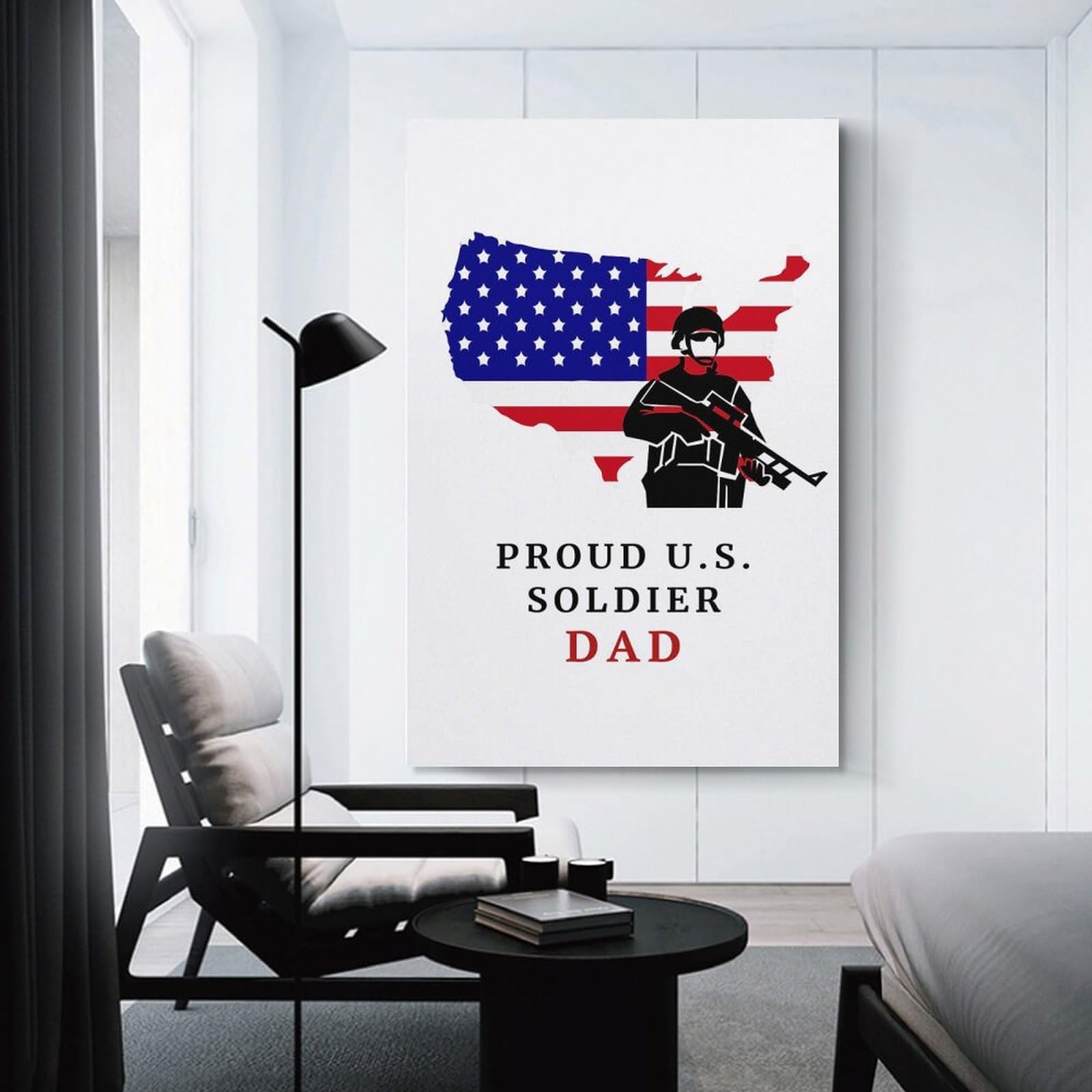 Junmoney Canvas Art Print Proud US Soldier Father, 24x36inch(60x90cm), for Office, Study Or Home Workspace, Decorative Artwork for Productive Spaces