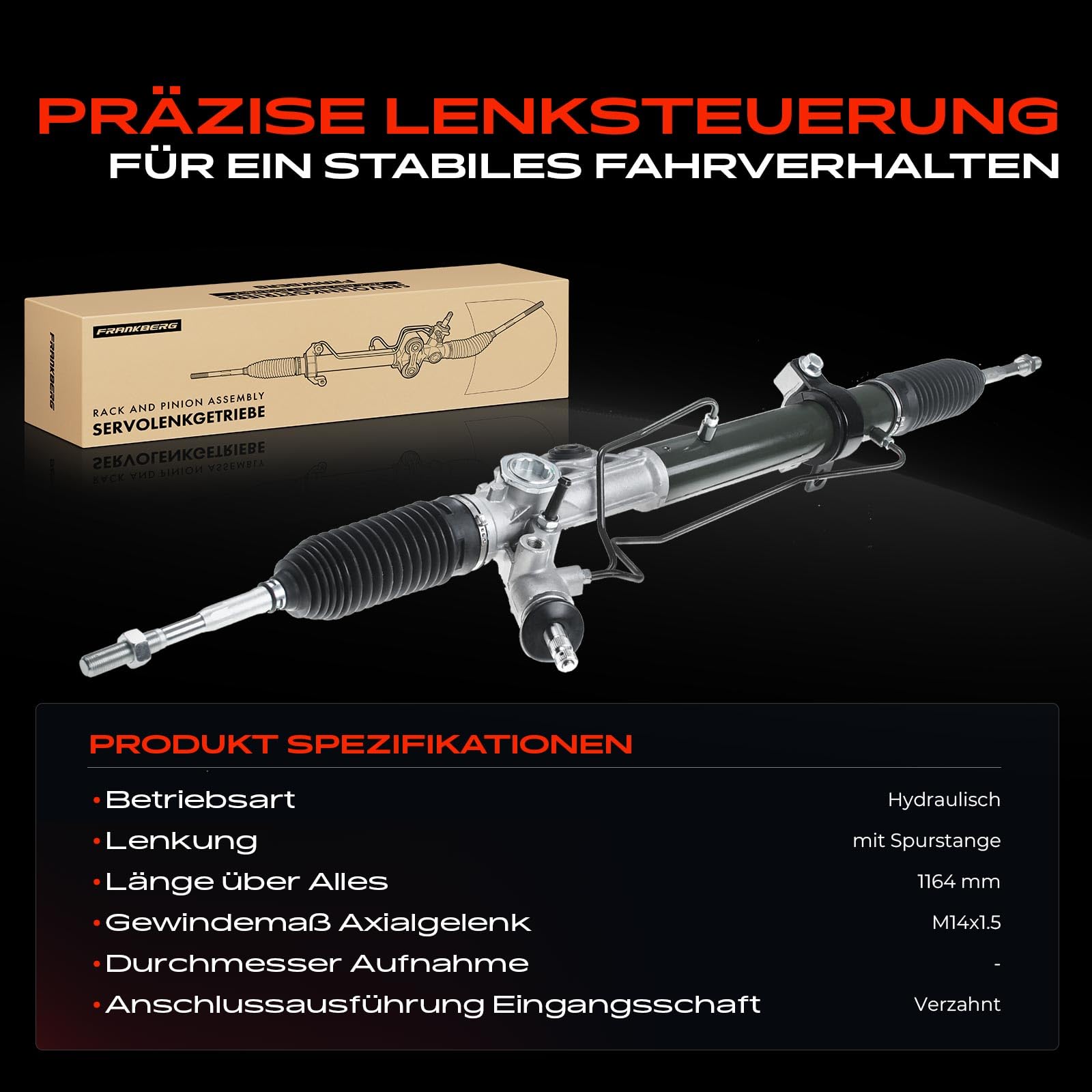 Frankberg Lenkgetriebe Servolenkgetriebe Hydraulisch für Linkslenker Kompatibel mit NP300 Navara D40 2.5L 2005-2021 Pathfinder III R51 2.5L 4.0L 2005-2021 Replace# 49200EA010