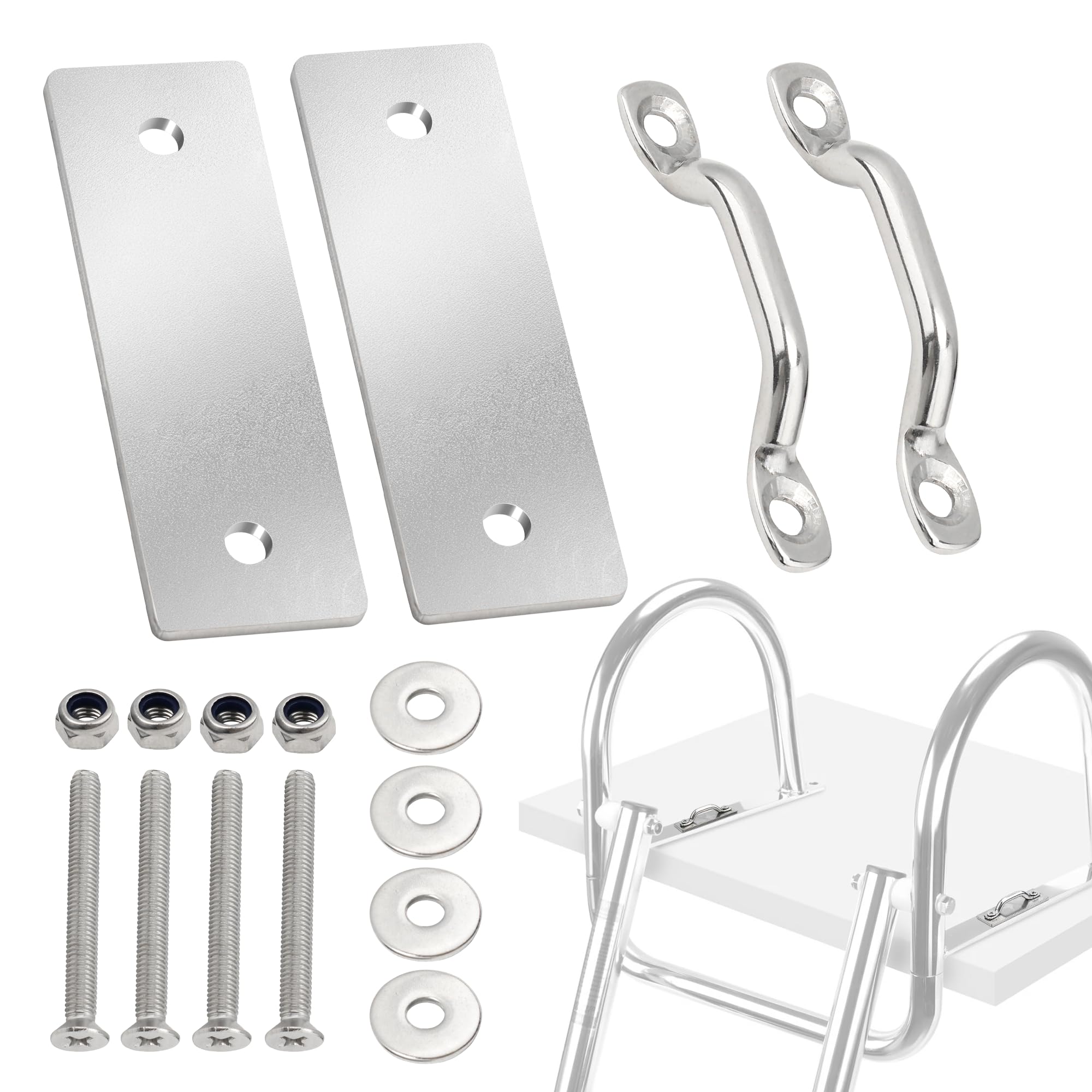 2 Pack Boat Dock Ladder Hardware Attachment Kit, Stainless Steel Boat Dock Ladder Hardware Kit for RecPro Marine, Pontoons, Dock Ladders and Swim