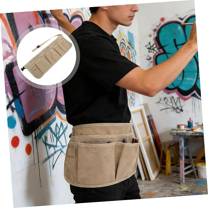 Delantal de trabajo impermeable ajustable con 12 bolsillos khaki miniatura 9