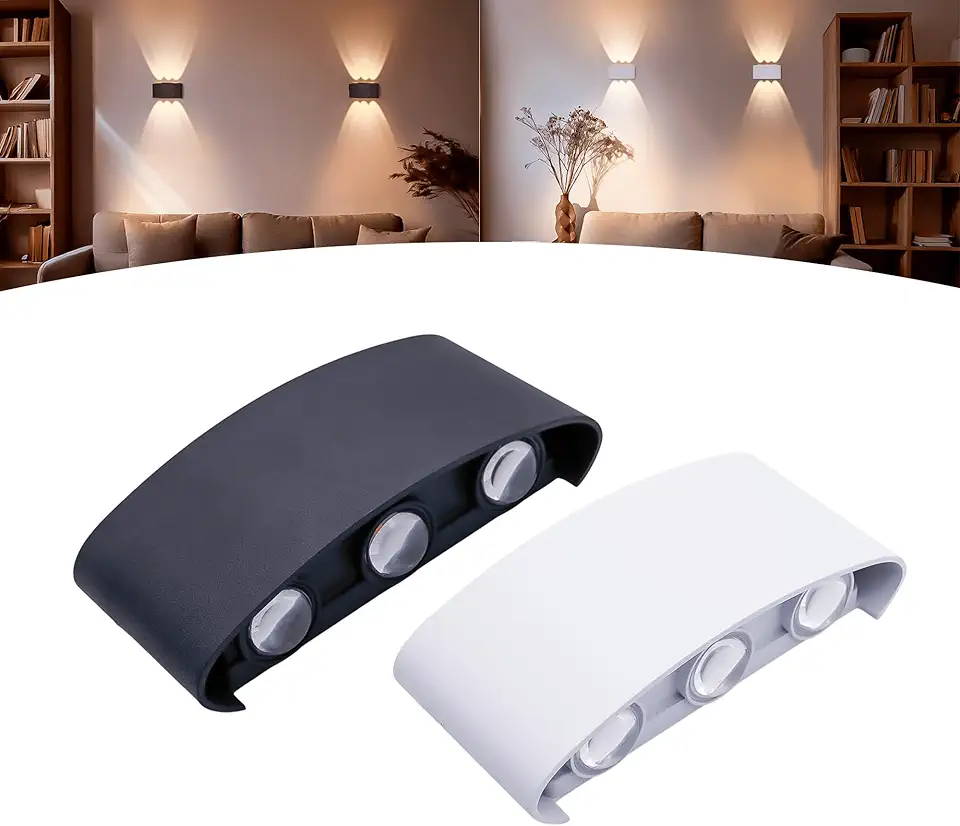 Arandela Meia Lua Led 6w 6 Fachos Ip66 Bivolt 3000k (Preto)